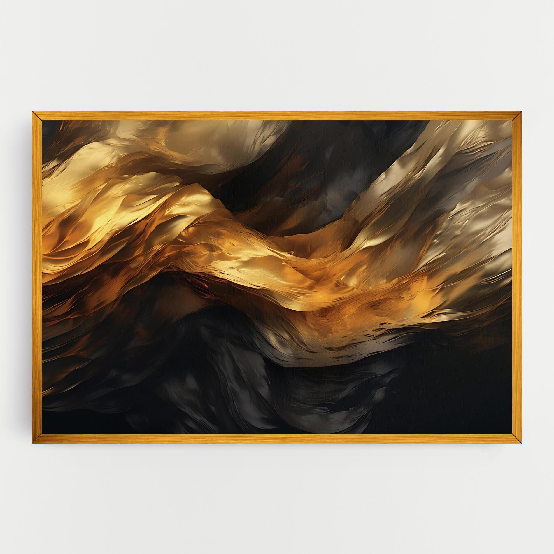 Leinwandbild Golden Waves With Black mockup 0