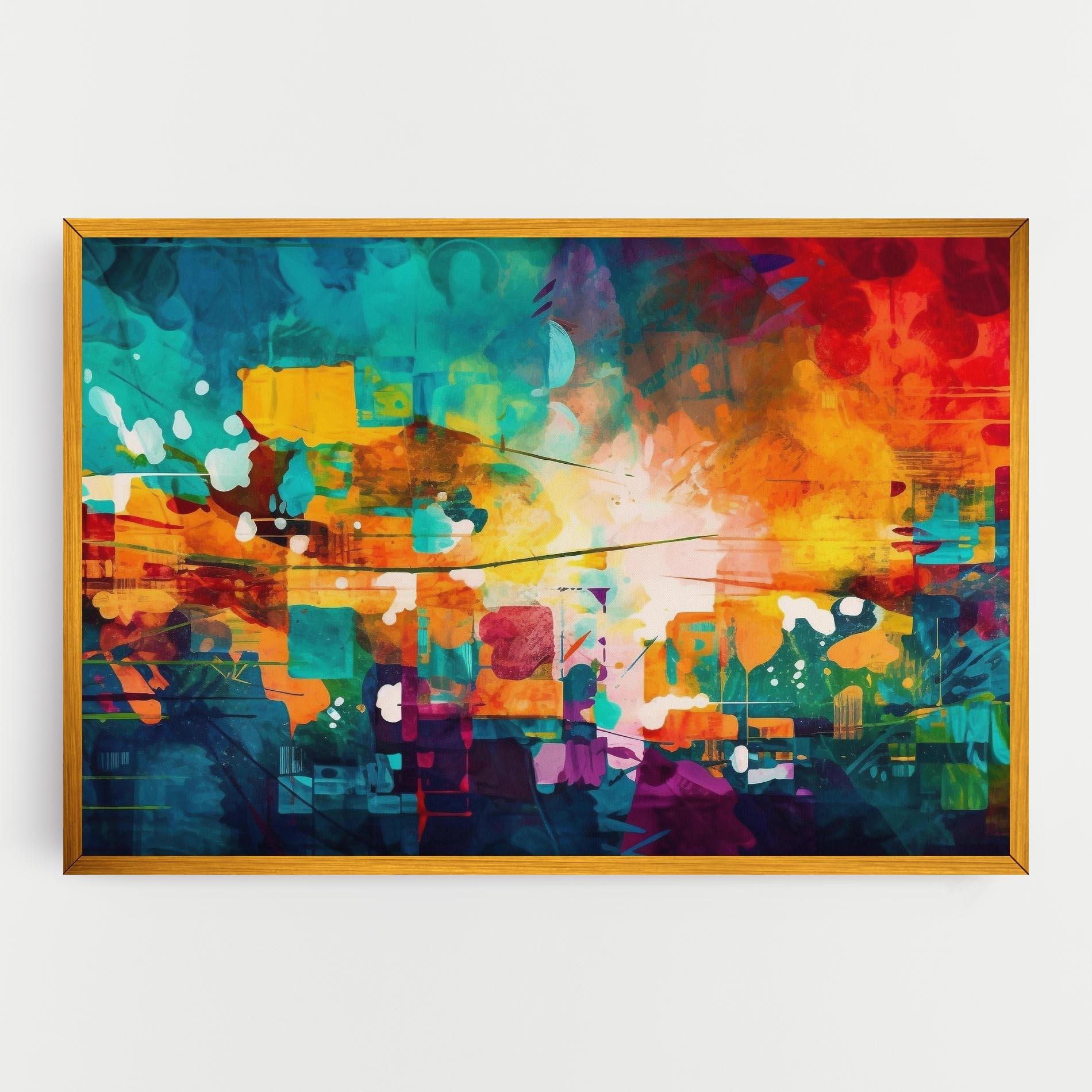 Leinwandbild Vibrant Colors On Blue Background mockup 0