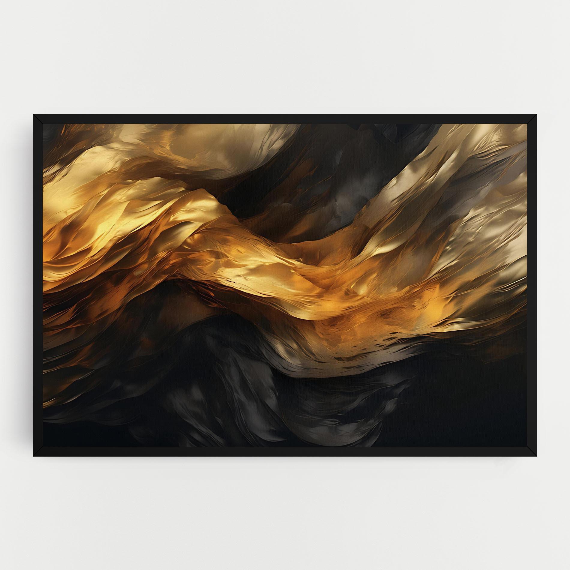 Leinwandbild Golden Waves With Black mockup 0