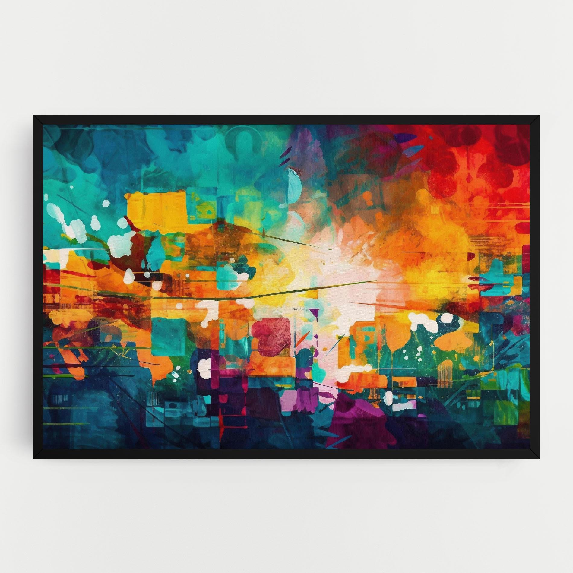 Leinwandbild Vibrant Colors On Blue Background mockup 0