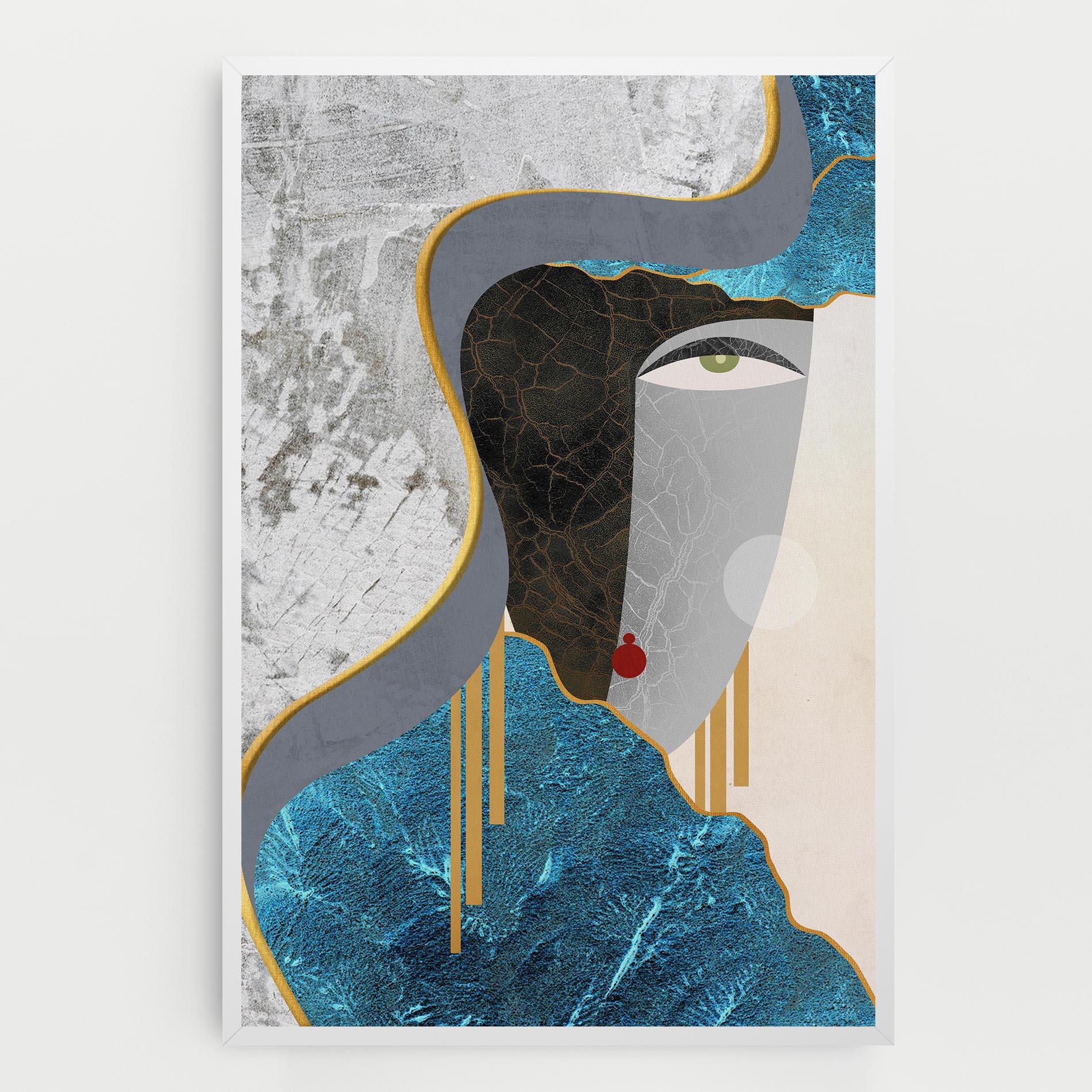 Leinwandbild Abstract Blue Face mockup 0