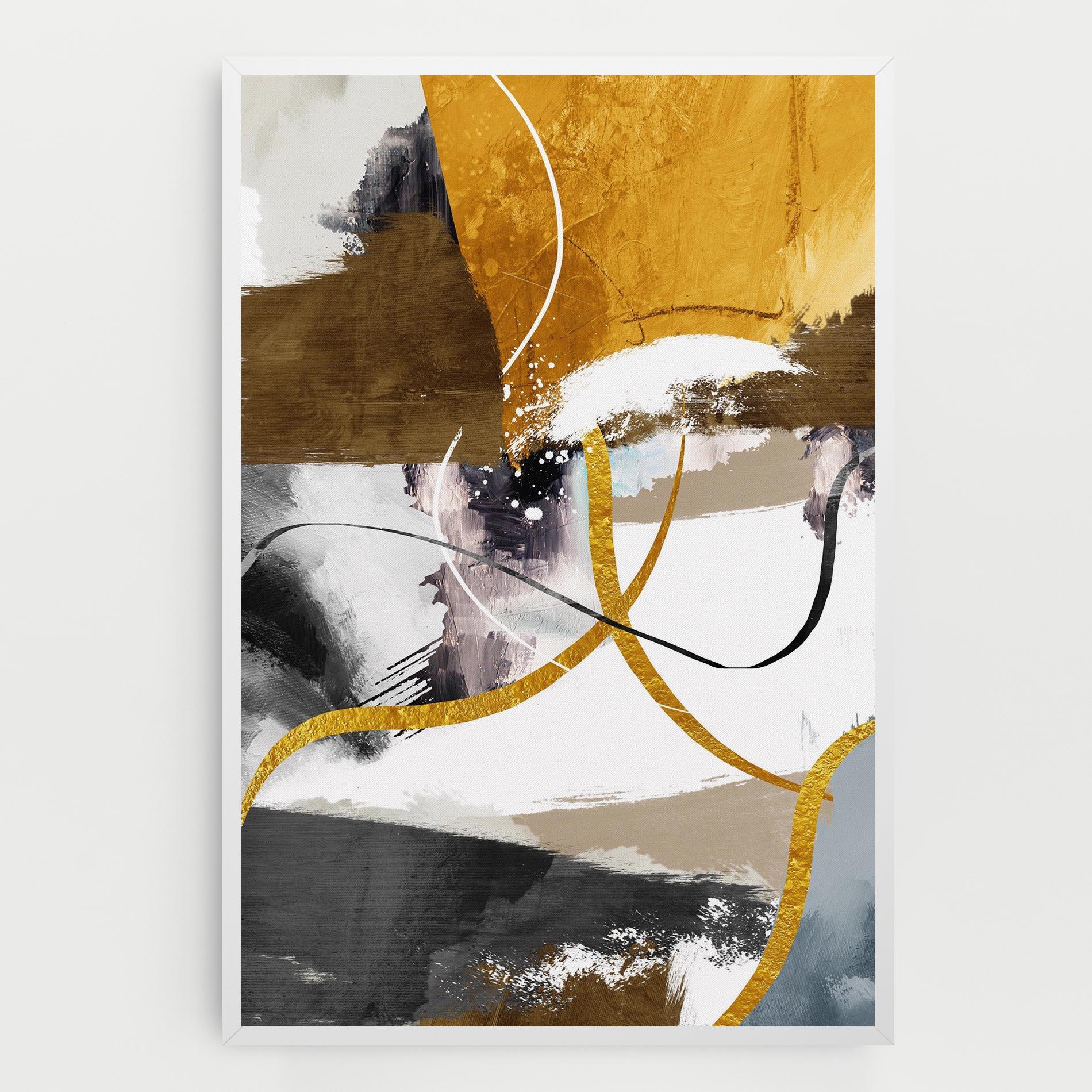 Leinwandbild Chaotic Golden Painting mockup 0