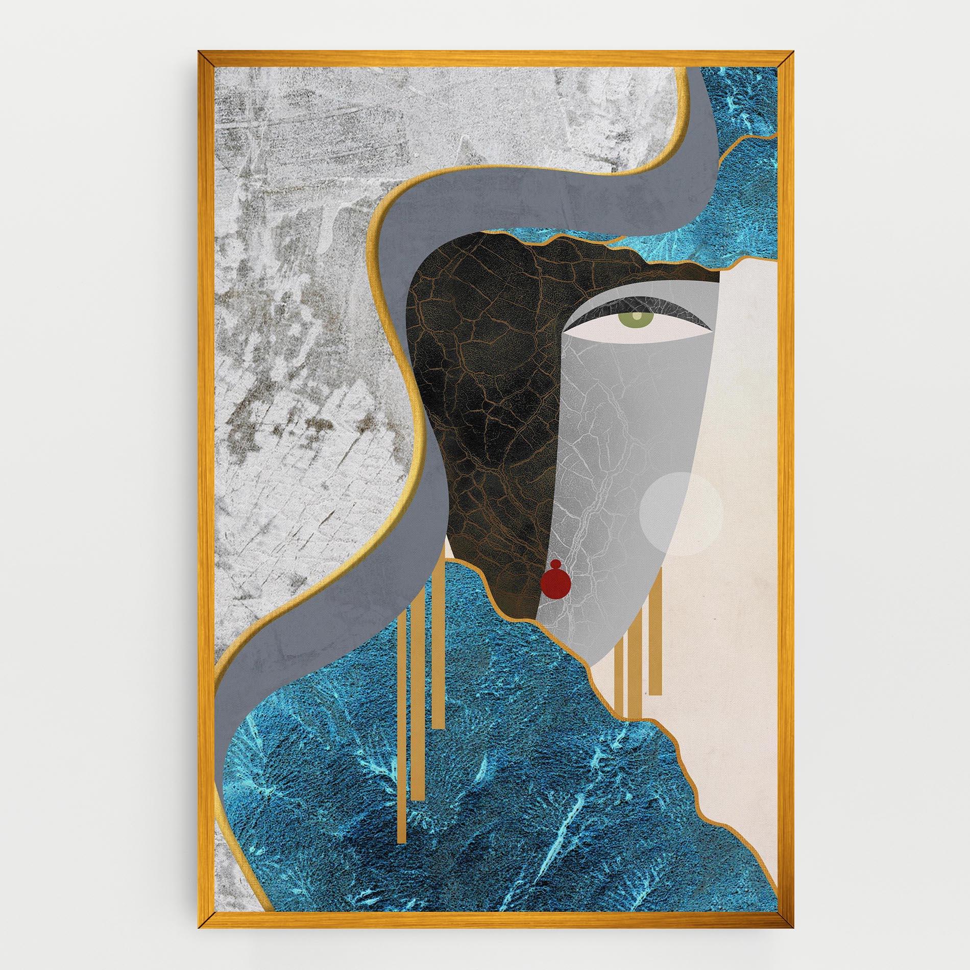 Leinwandbild Abstract Blue Face mockup 0