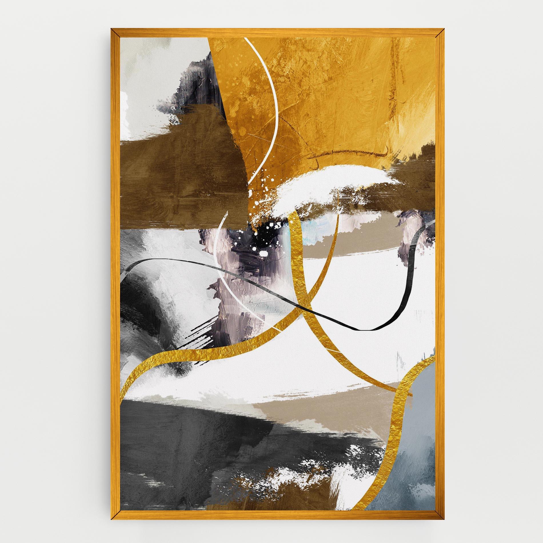 Leinwandbild Chaotic Golden Painting mockup 0