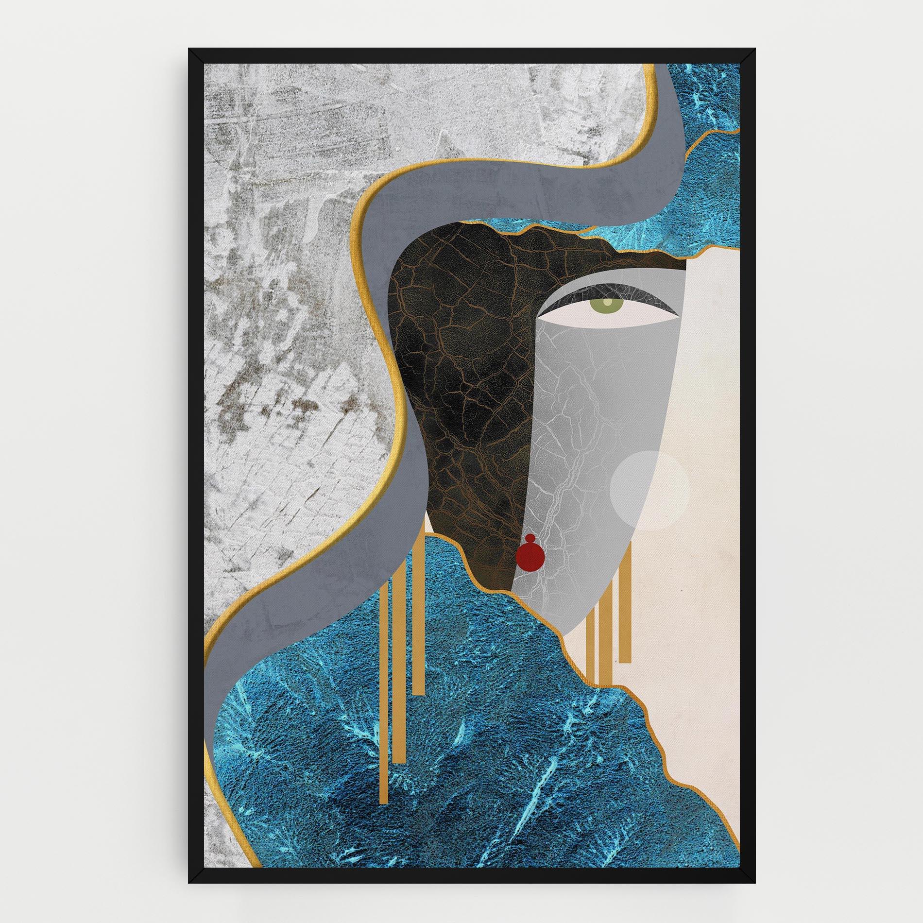 Leinwandbild Abstract Blue Face mockup 0