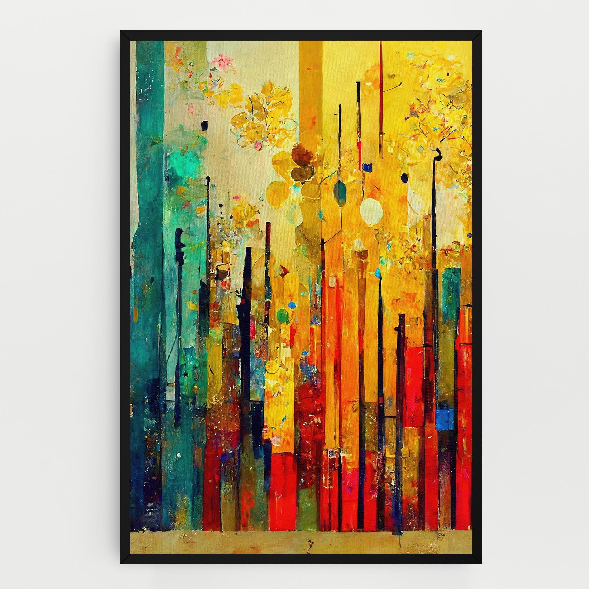 Leinwandbild Black Lines On Yellow Light mockup 0