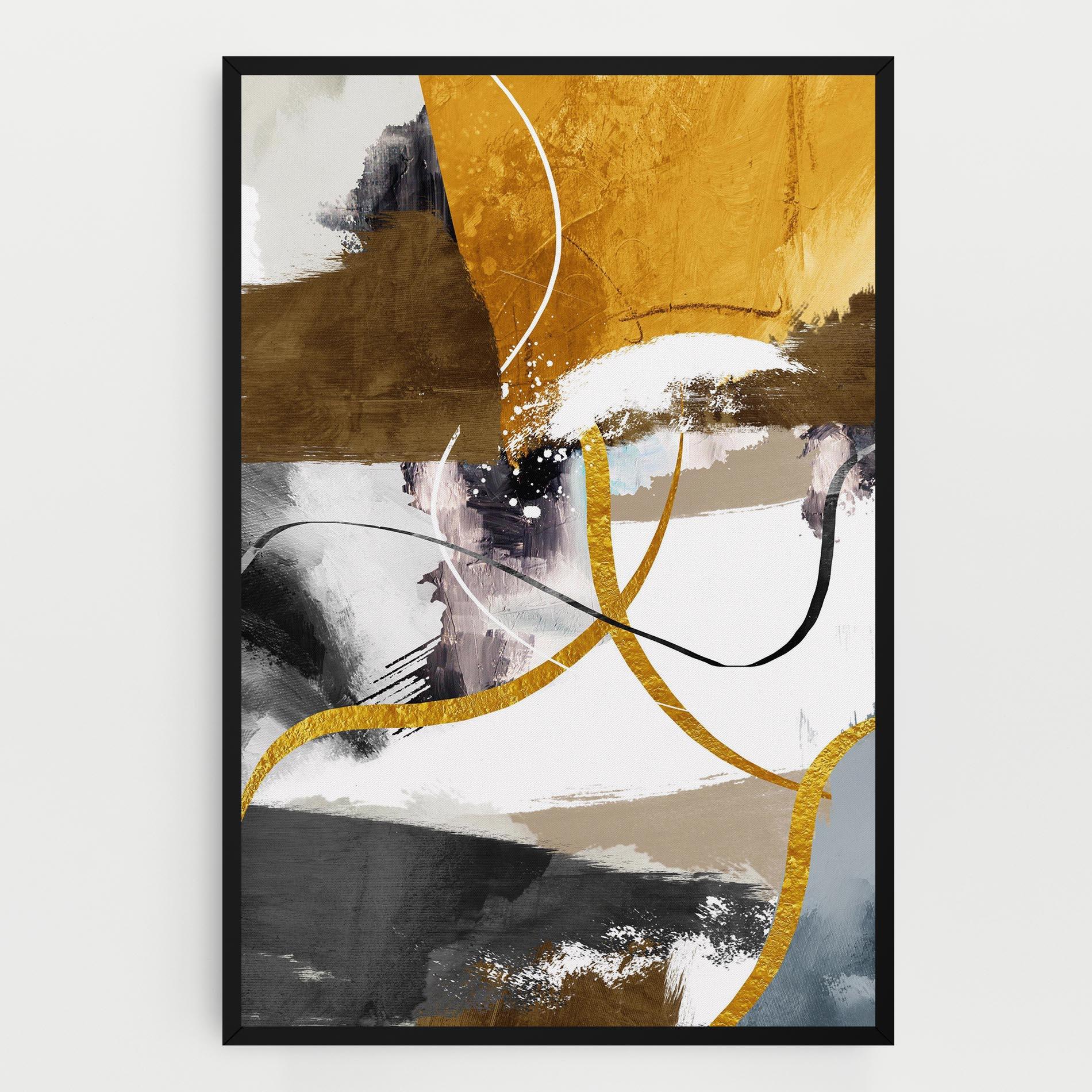 Leinwandbild Chaotic Golden Painting mockup 0