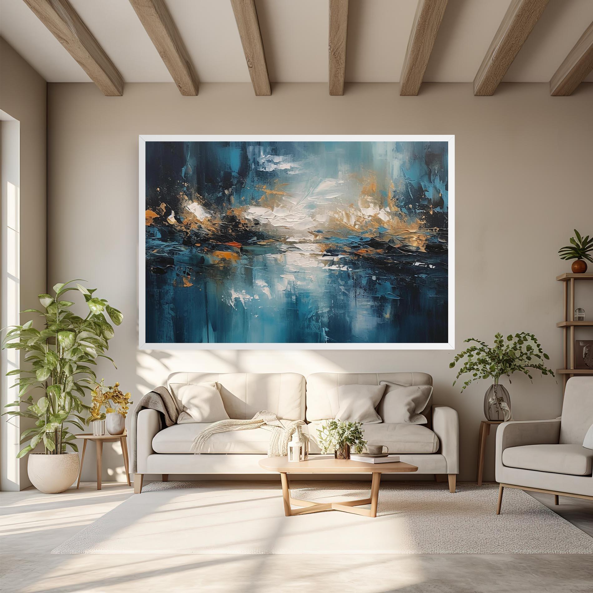 Leinwandbild Abstract Blue Art mockup 6