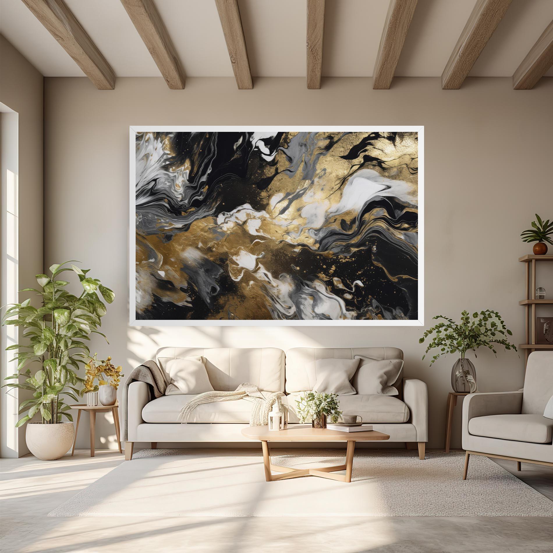 Leinwandbild Gold Acrylic Fluid mockup 6