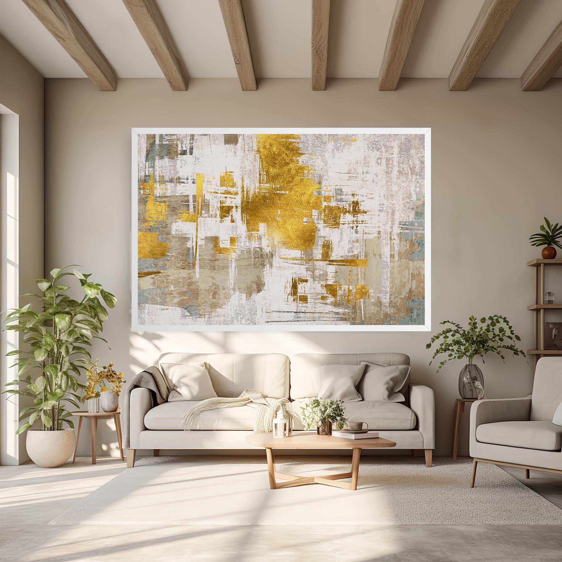 Leinwandbild Gold And White Brush mockup 6