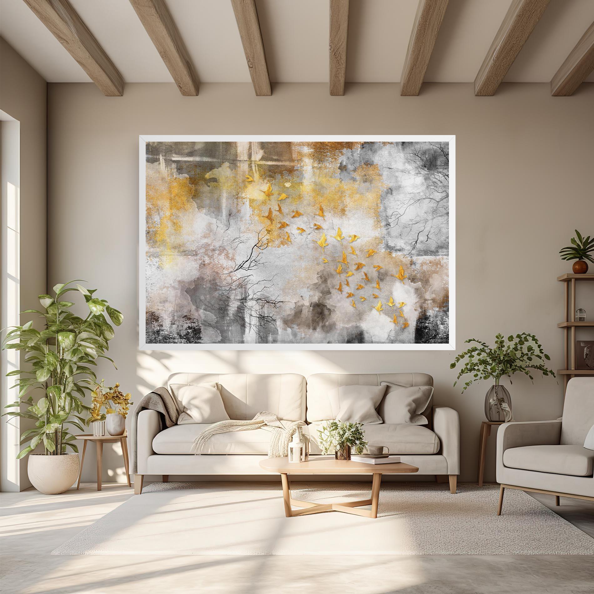 Leinwandbild Gold Birds Flying mockup 6