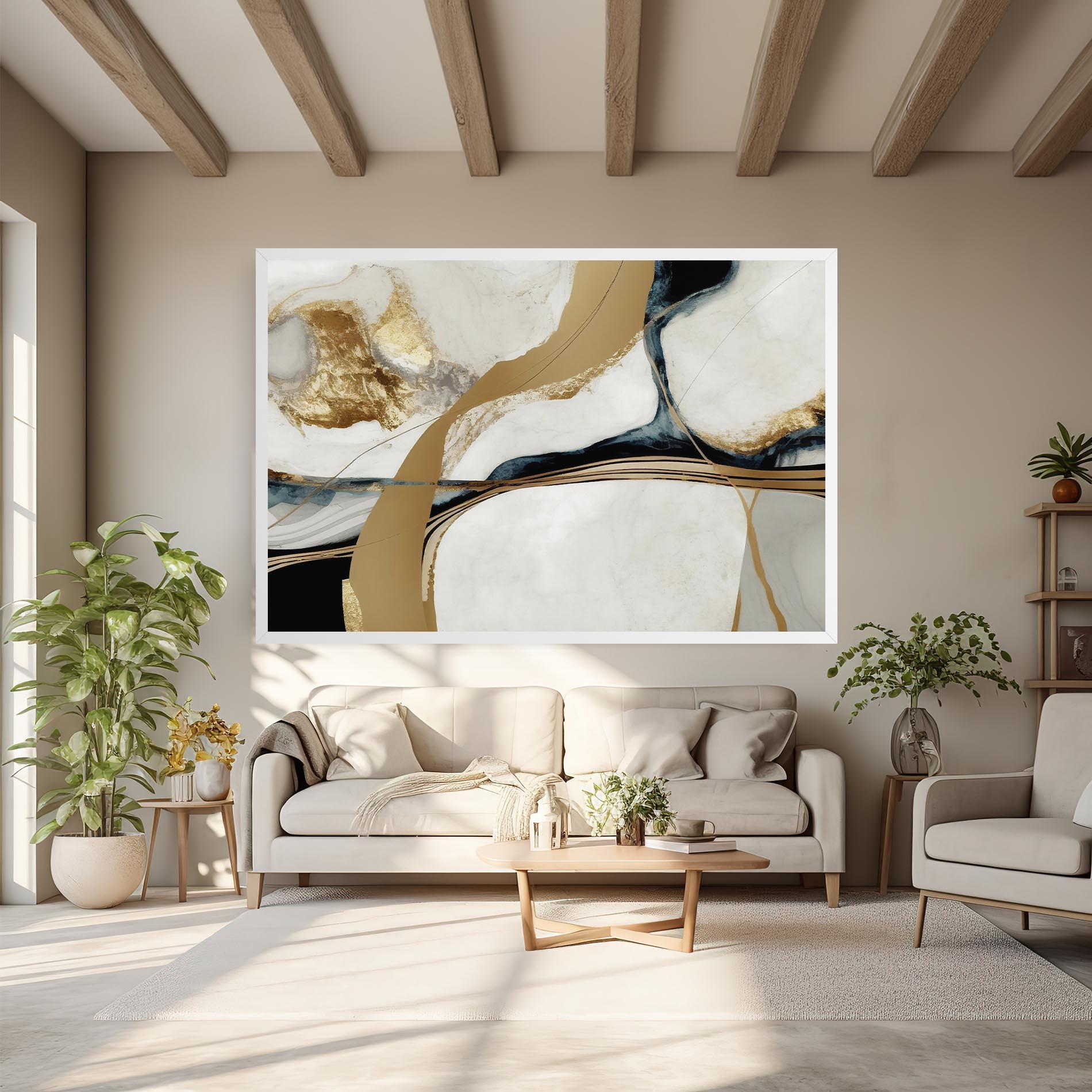 Leinwandbild Golden Blue Marble mockup 6