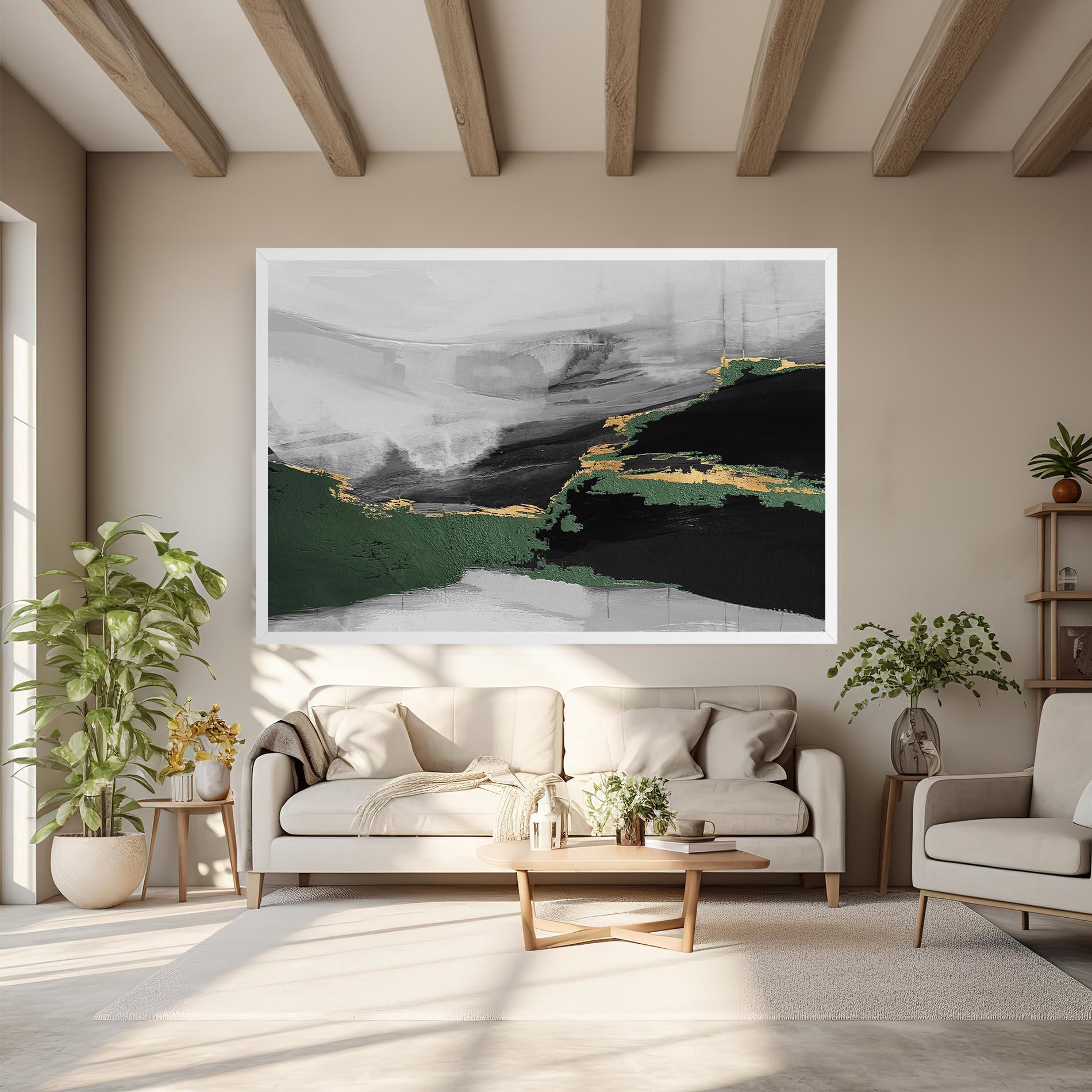 Leinwandbild Grey With Green Painting mockup 6