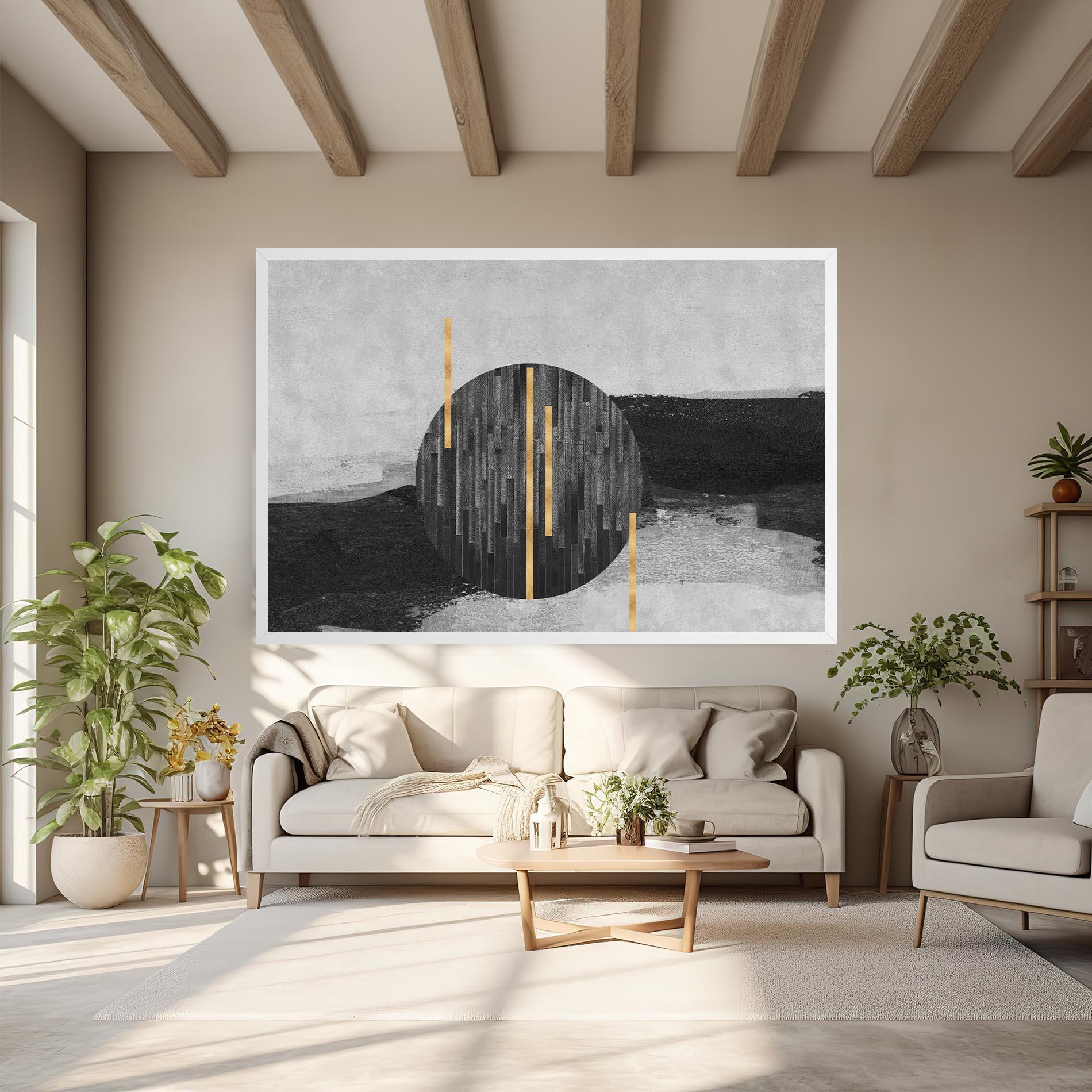 Leinwandbild Modern Circle With Gold mockup 6