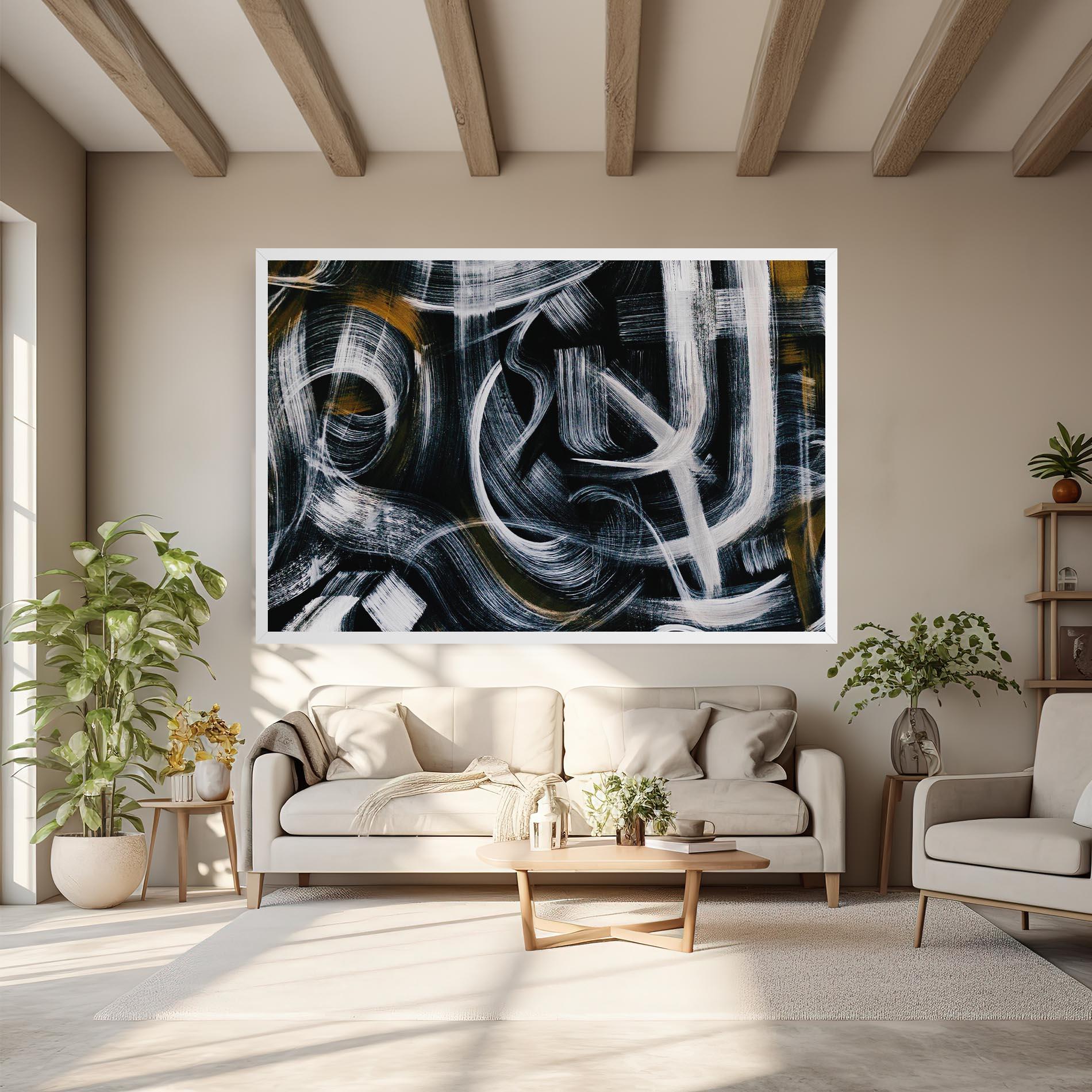 Leinwandbild White Brush Lines mockup 6