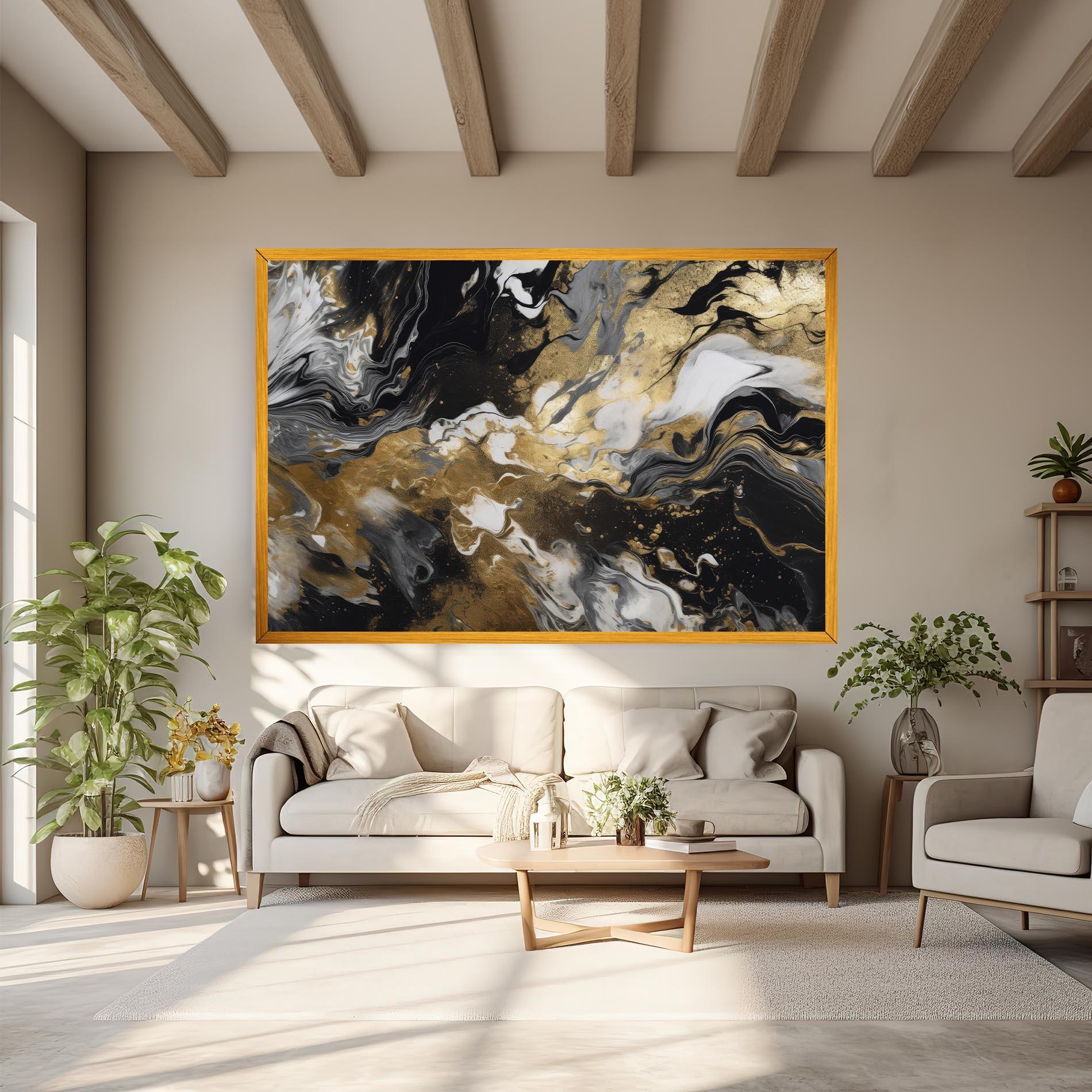 Leinwandbild Gold Acrylic Fluid mockup 6