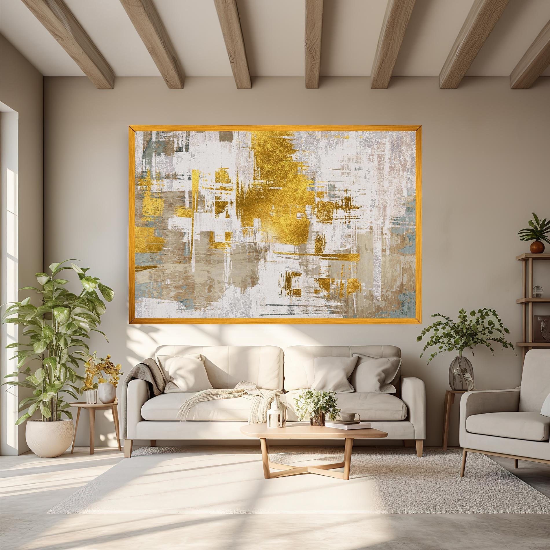 Leinwandbild Gold And White Brush mockup 6