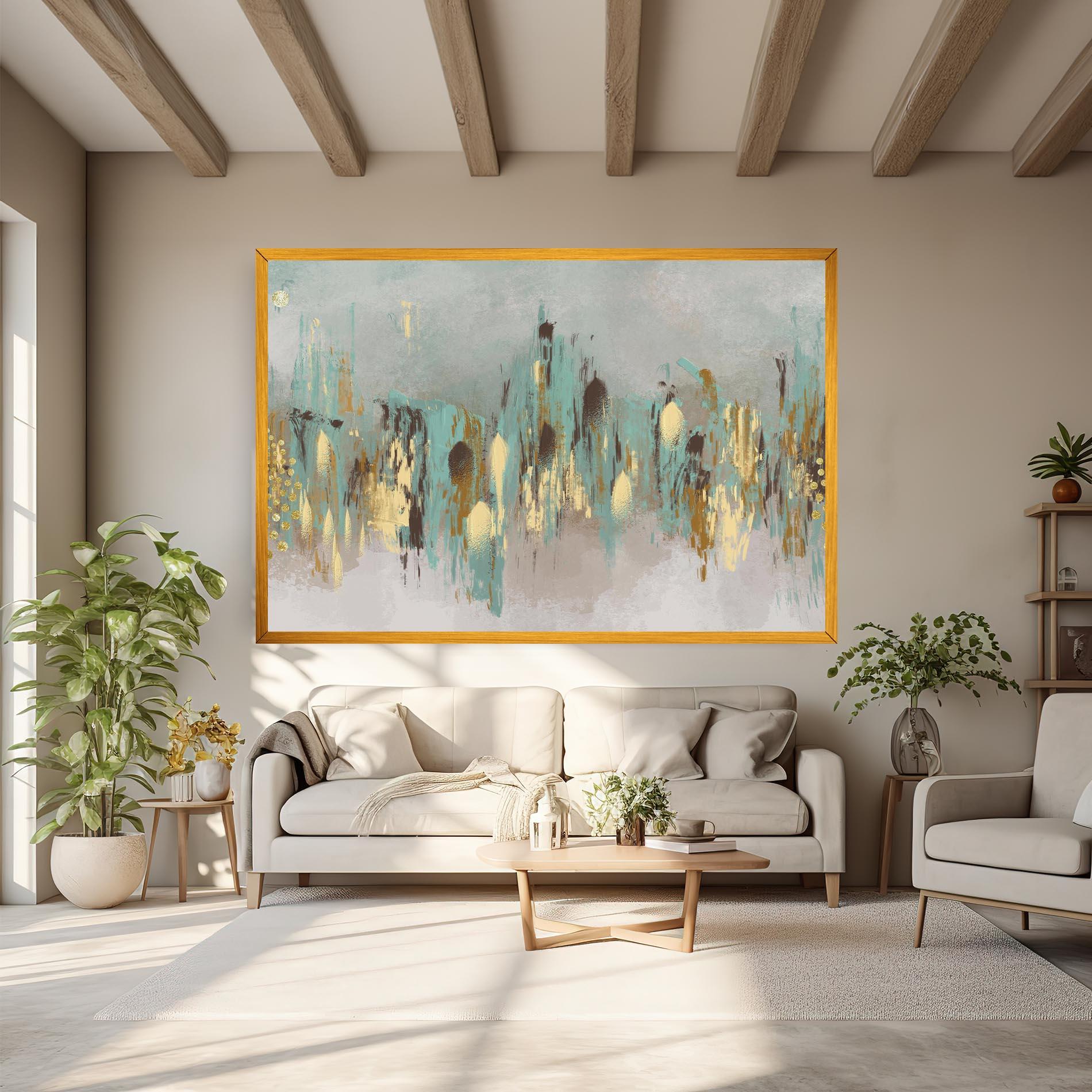 Leinwandbild Gold Spiral Points mockup 6