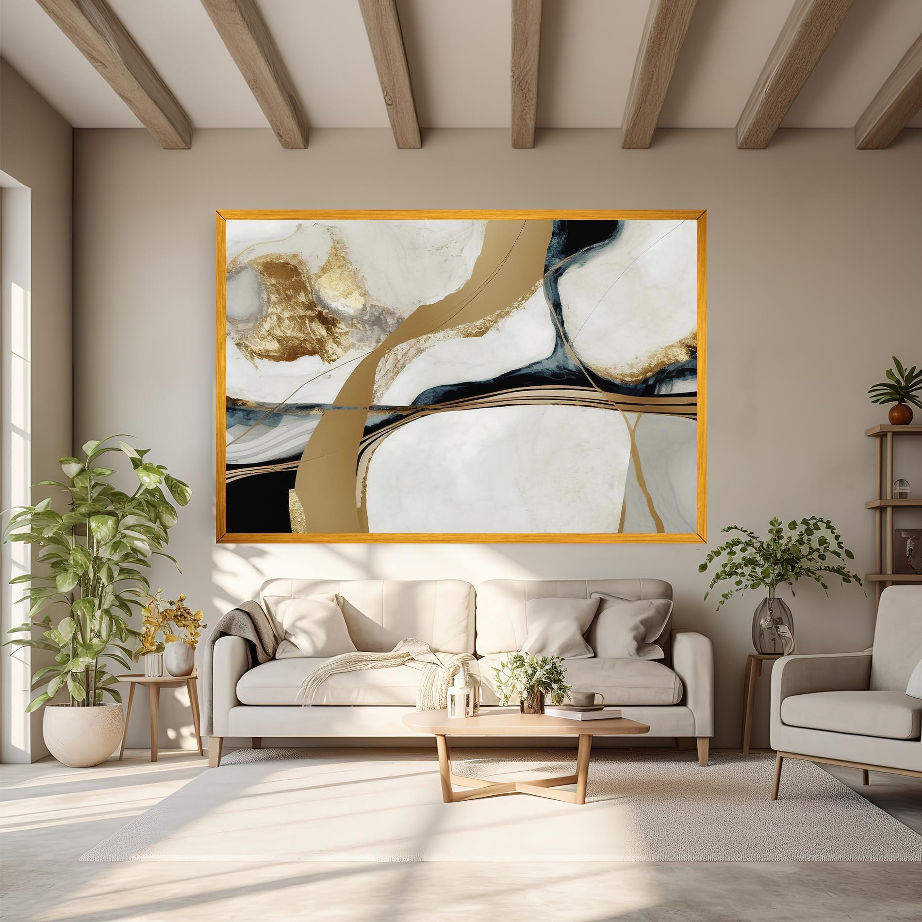 Leinwandbild Golden Blue Marble mockup 6