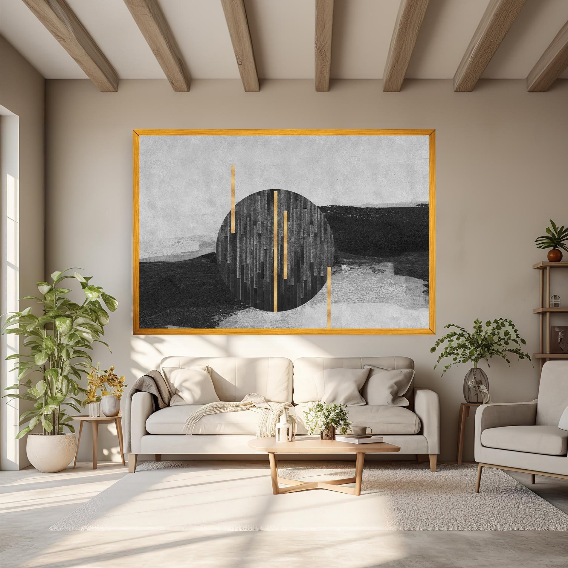 Leinwandbild Modern Circle With Gold mockup 6