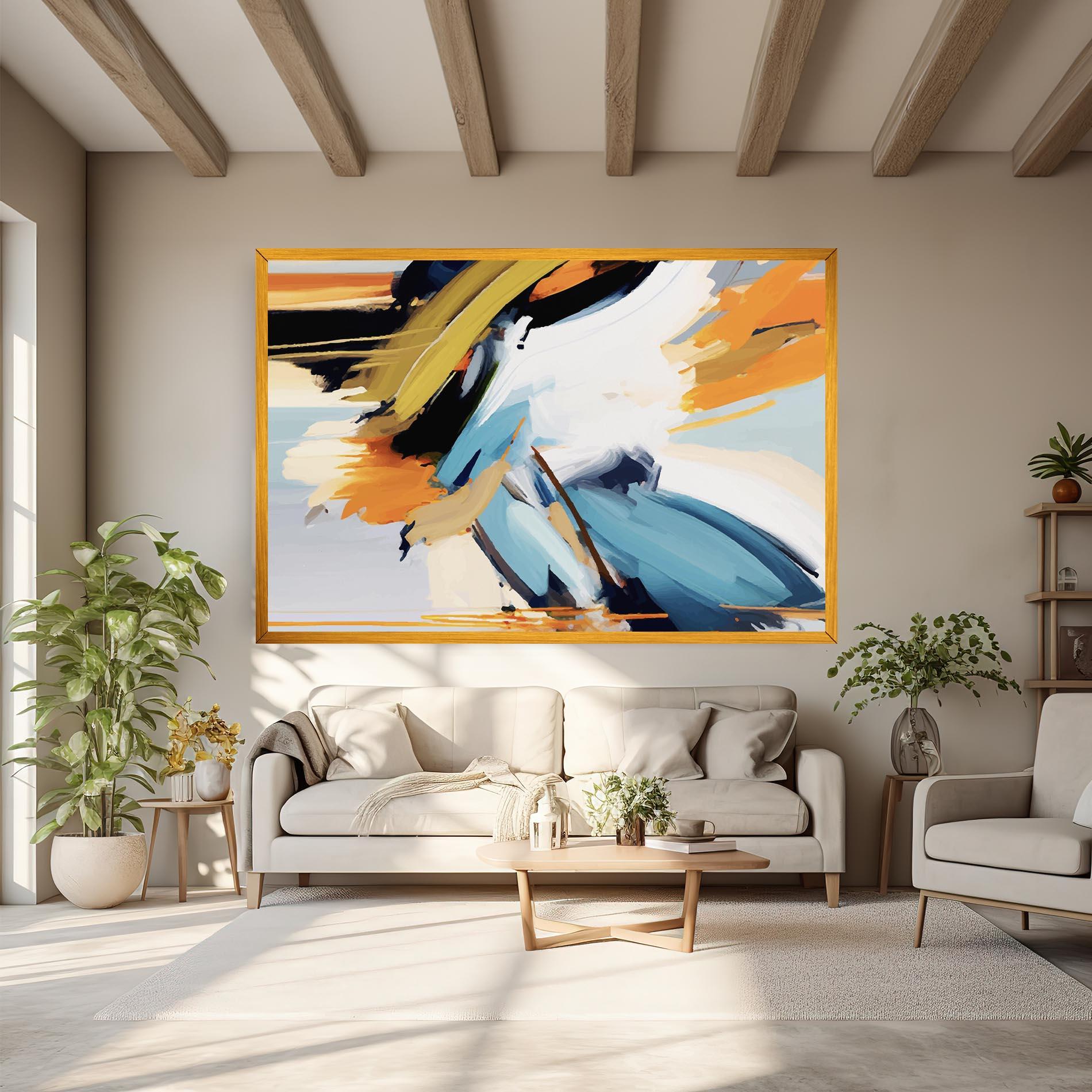 Leinwandbild Orange Blue Art mockup 6