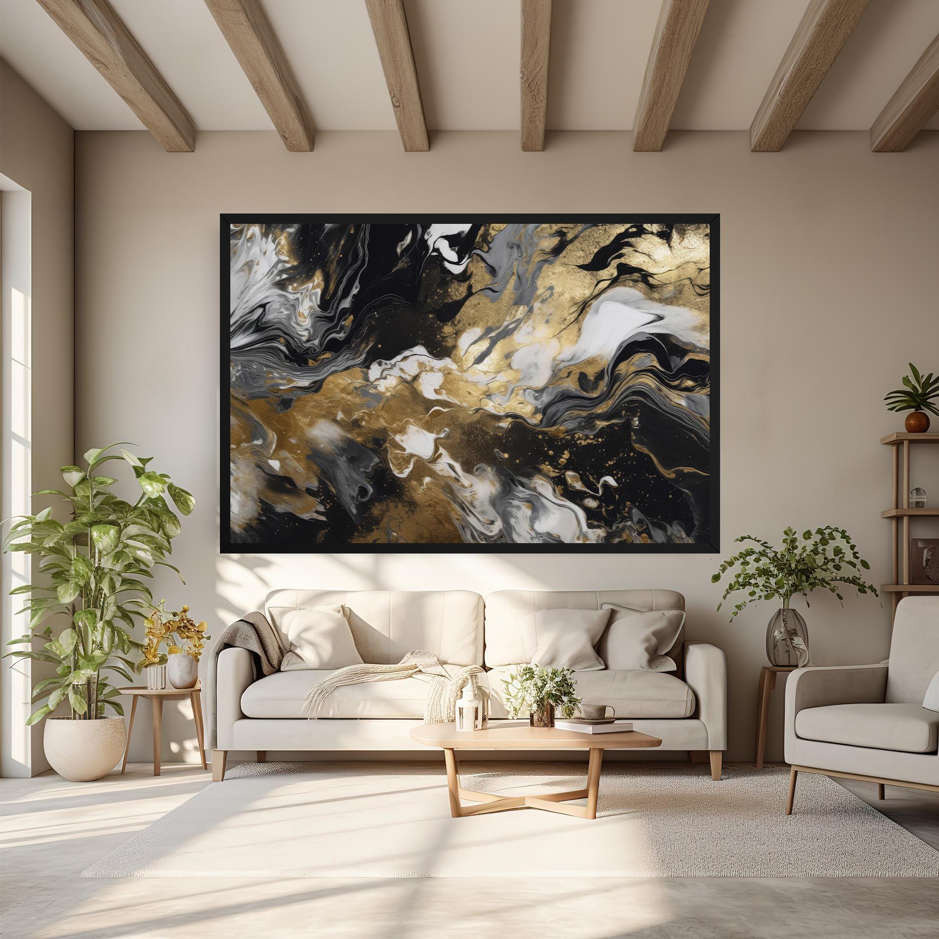 Leinwandbild Gold Acrylic Fluid mockup 6