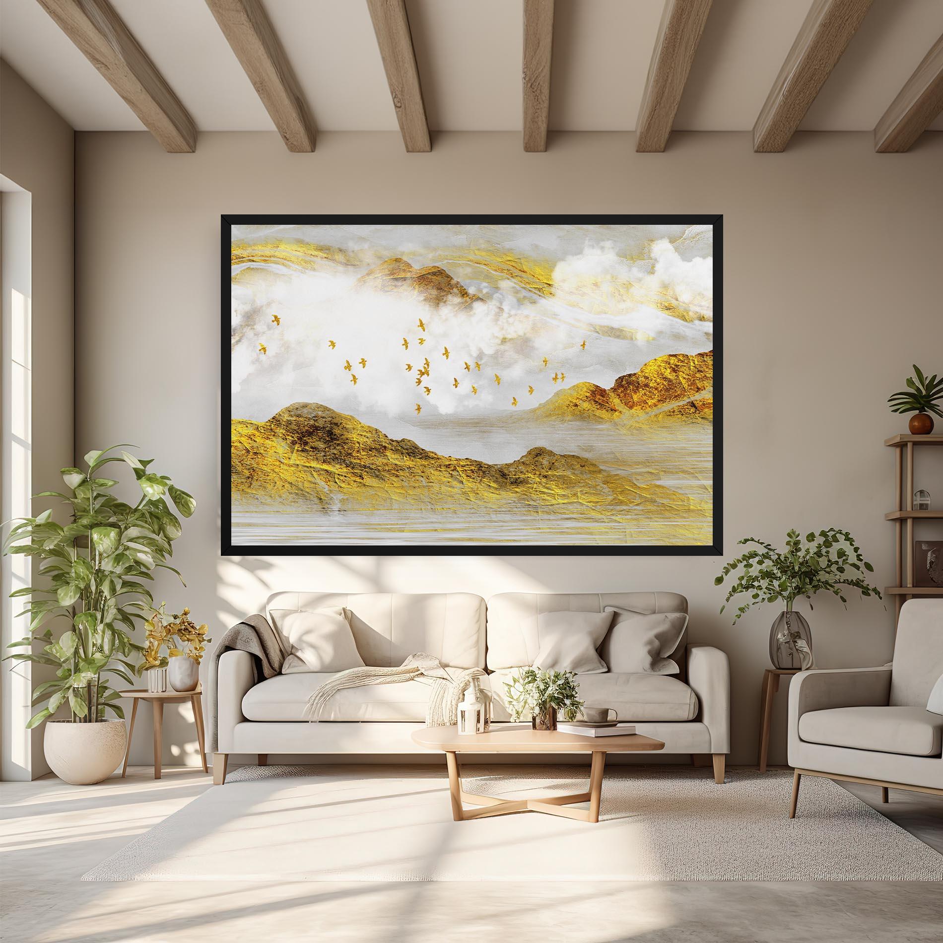 Leinwandbild Gold Mountains Abstract mockup 6