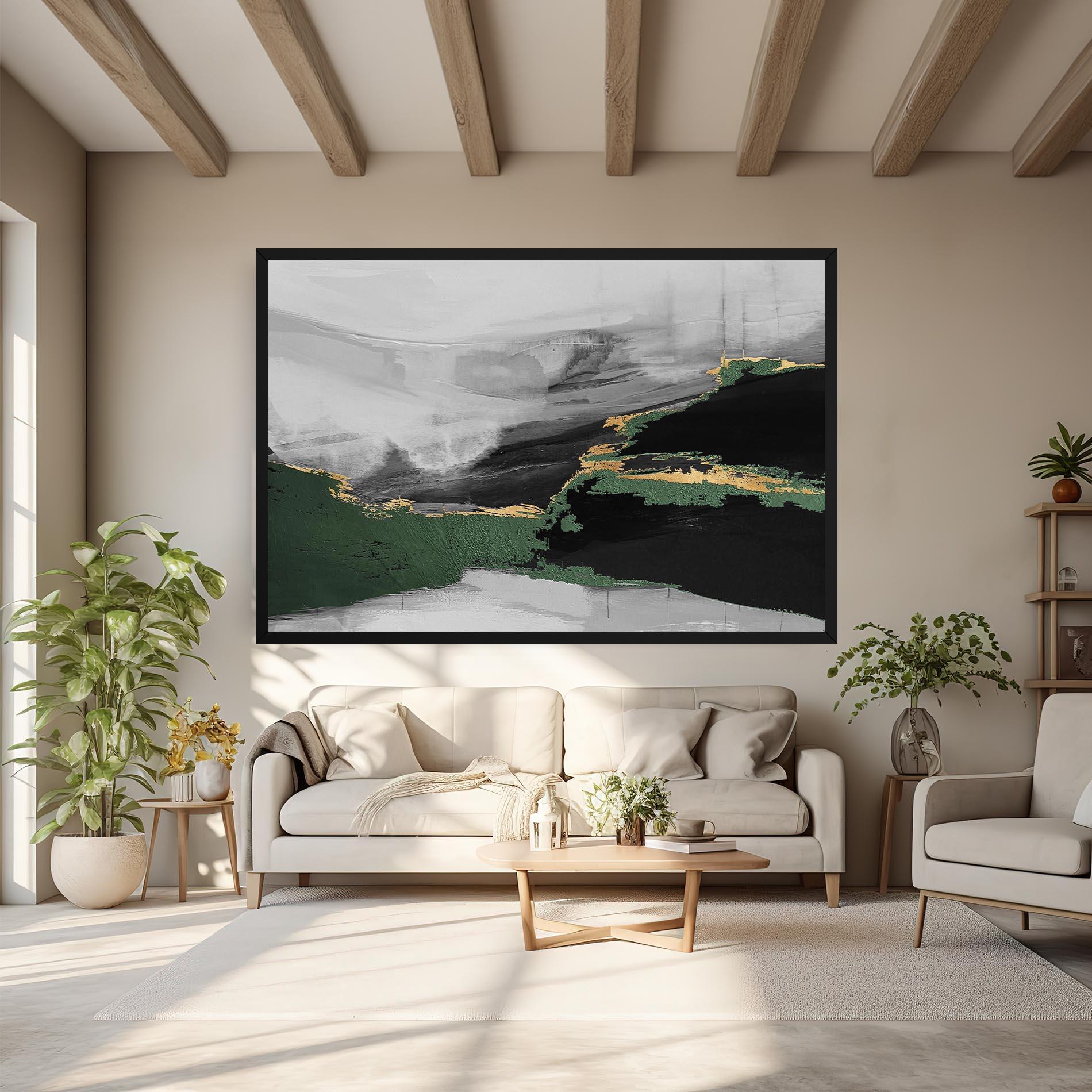 Leinwandbild Grey With Green Painting mockup 6