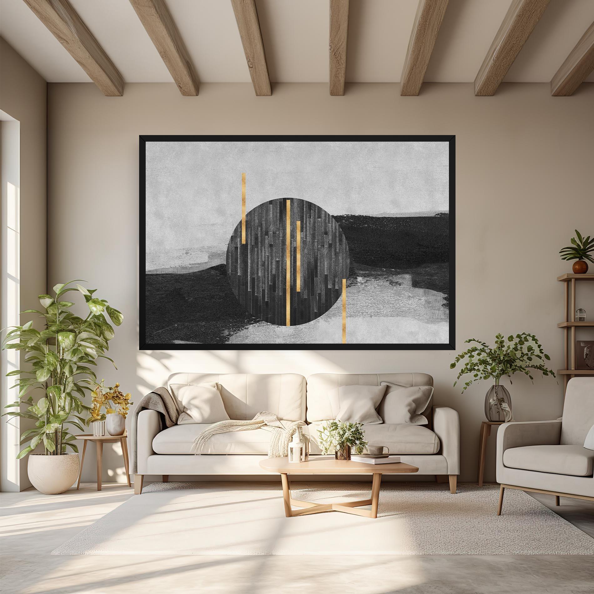 Leinwandbild Modern Circle With Gold mockup 6