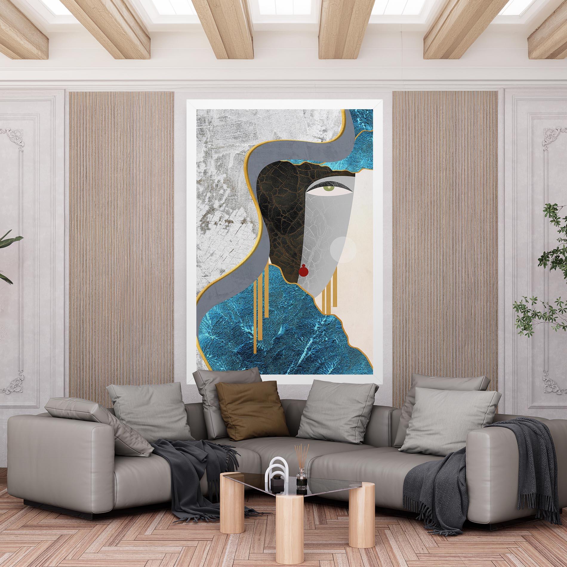 Leinwandbild Abstract Blue Face mockup 6