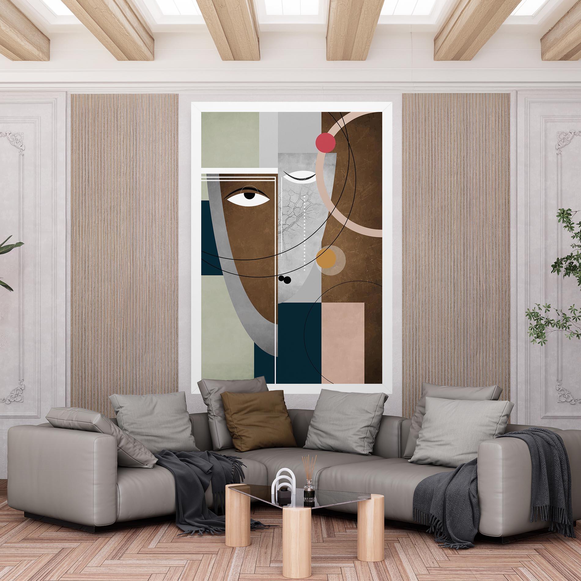 Leinwandbild Abstract Brown Face mockup 6