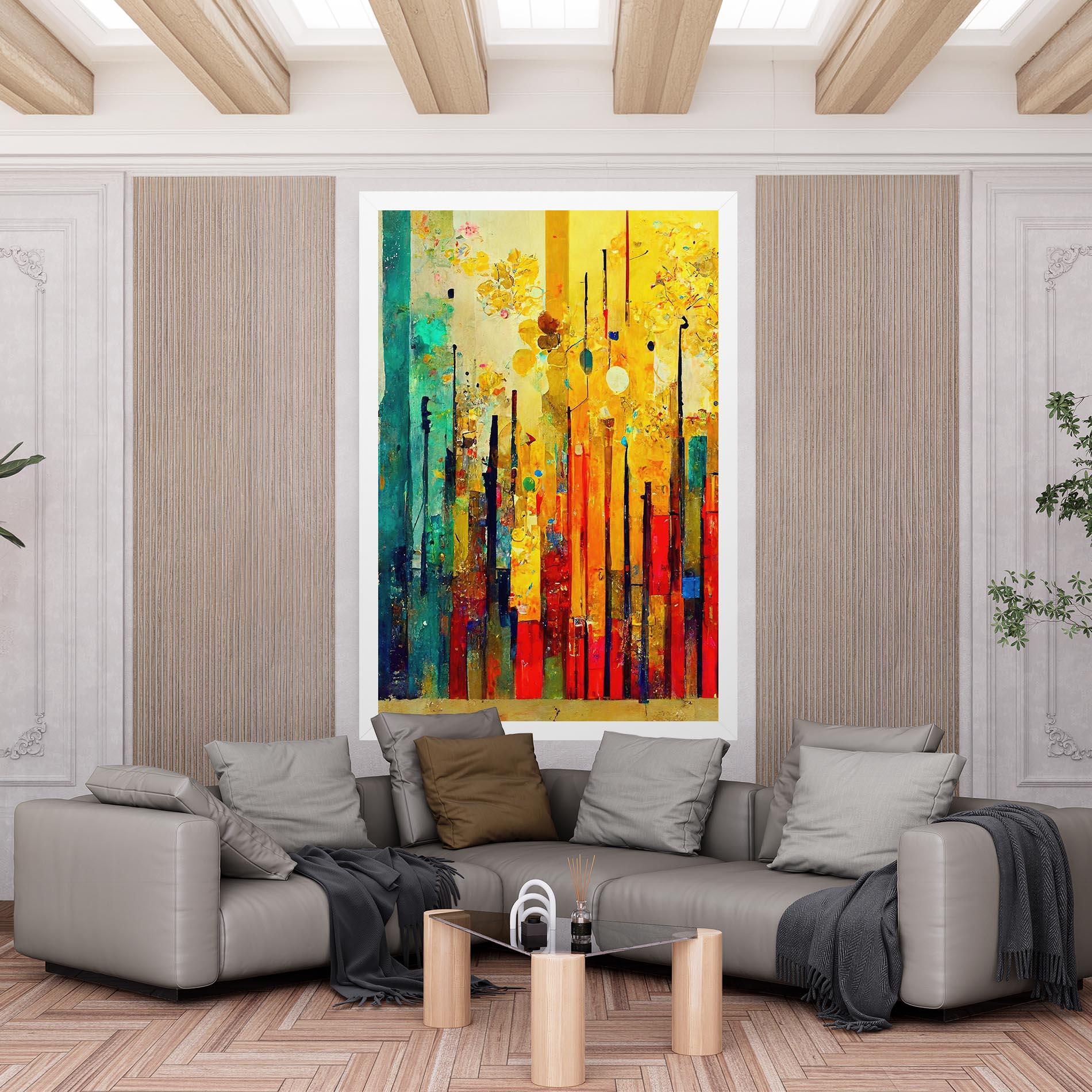 Leinwandbild Black Lines On Yellow Light mockup 6