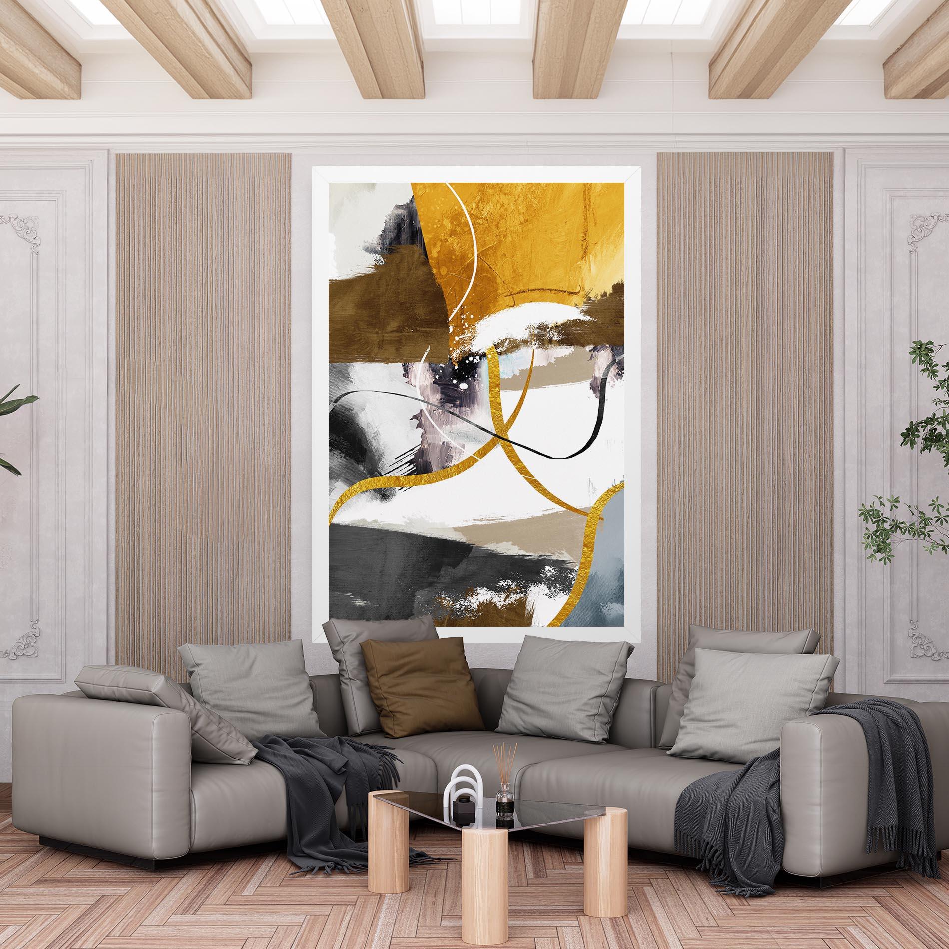 Leinwandbild Chaotic Golden Painting mockup 6