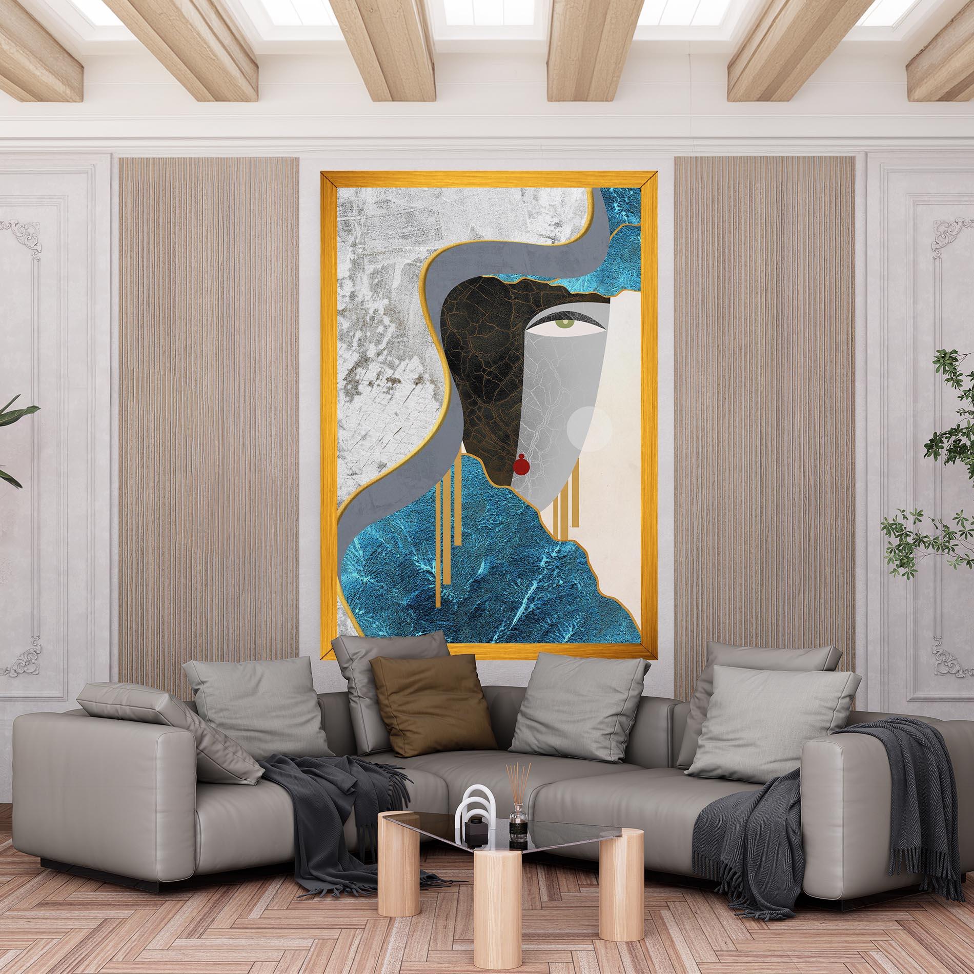 Leinwandbild Abstract Blue Face mockup 6