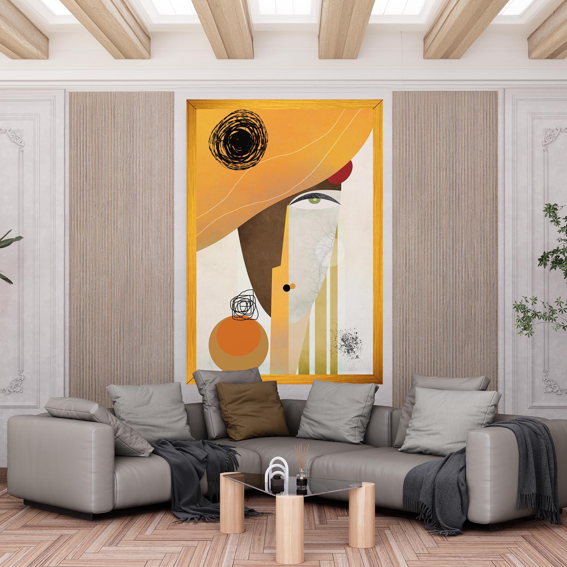 Leinwandbild Abstract Orange Face mockup 6