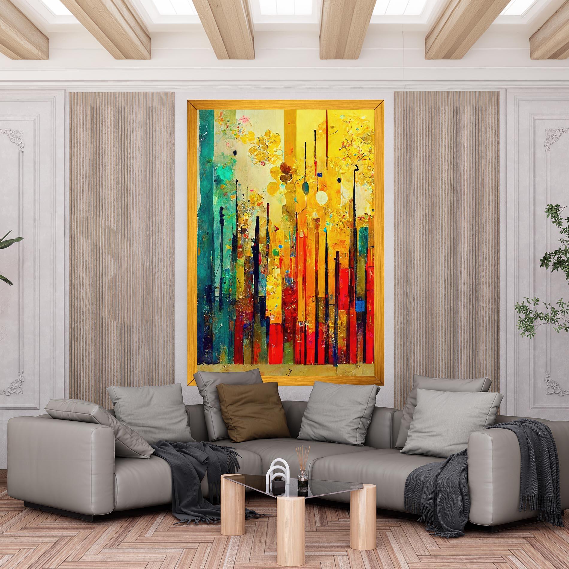 Leinwandbild Black Lines On Yellow Light mockup 6