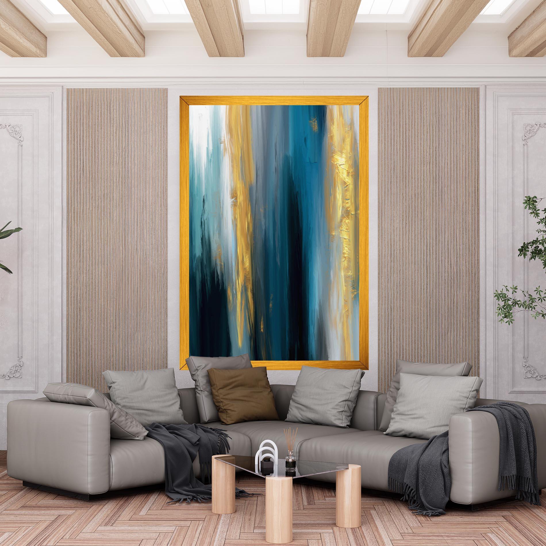 Leinwandbild Golden Black Blue Art mockup 6