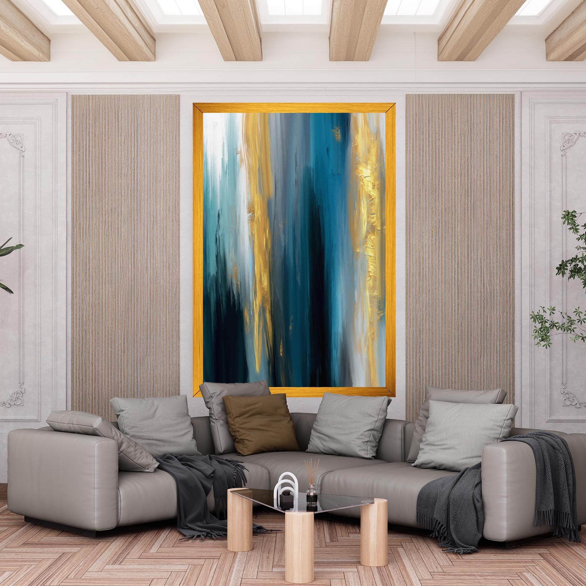 Golden Black Blue Art mockup 6