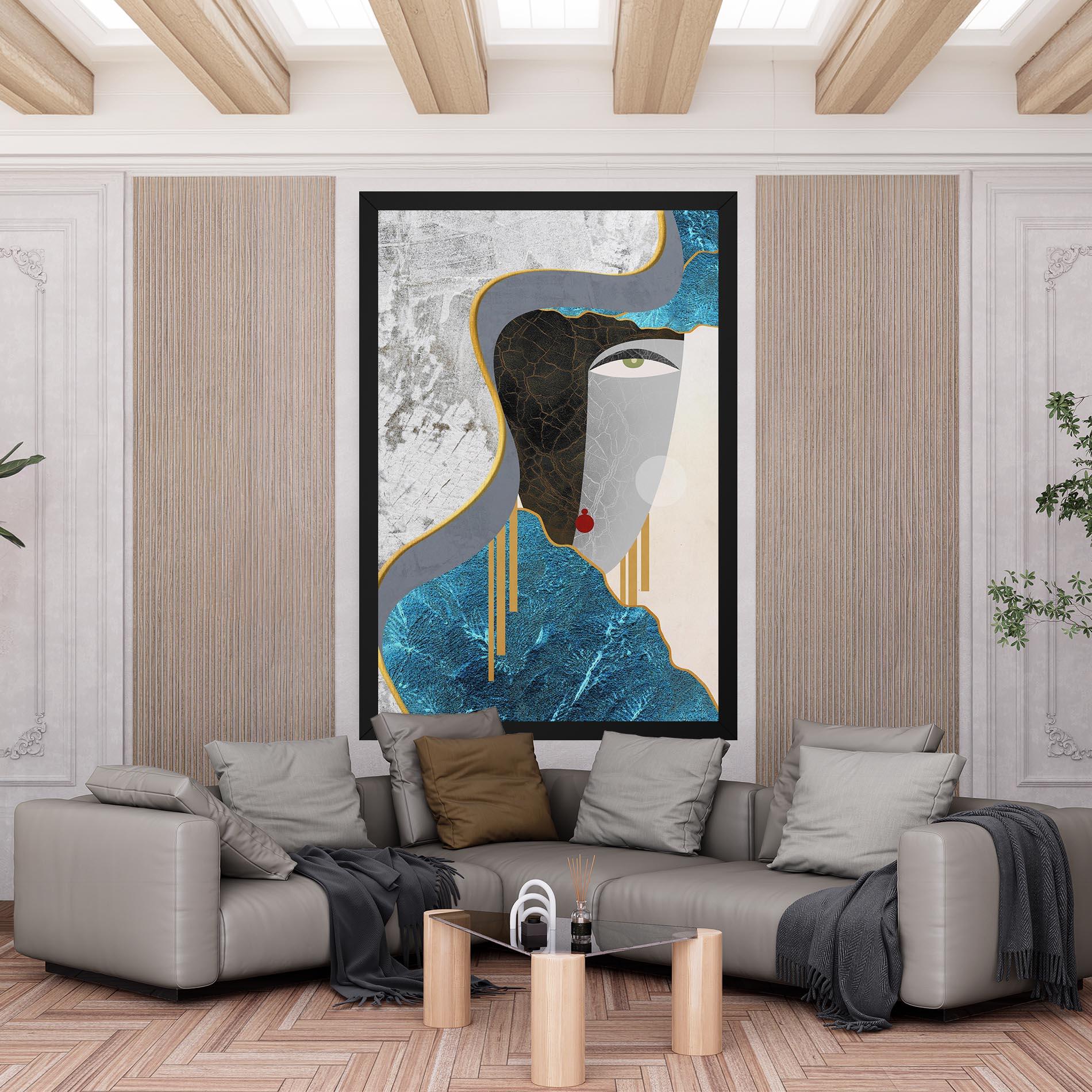 Leinwandbild Abstract Blue Face mockup 6