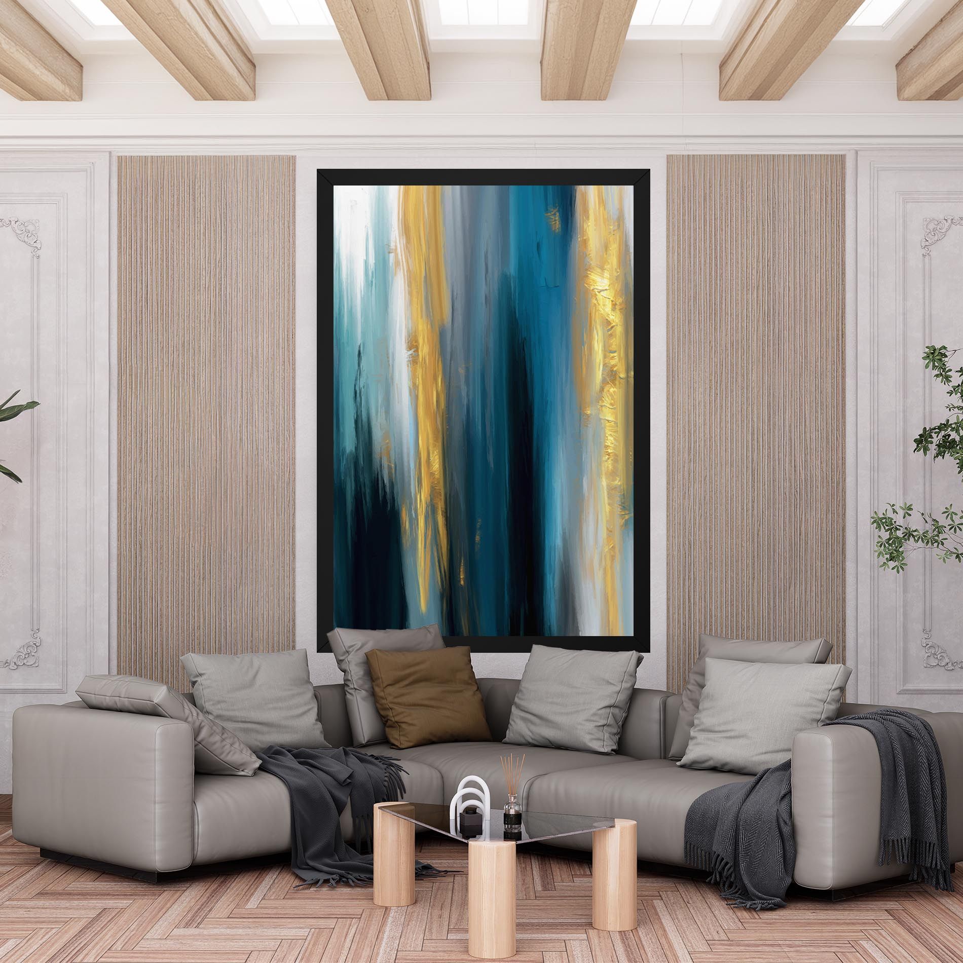 Golden Black Blue Art mockup 6