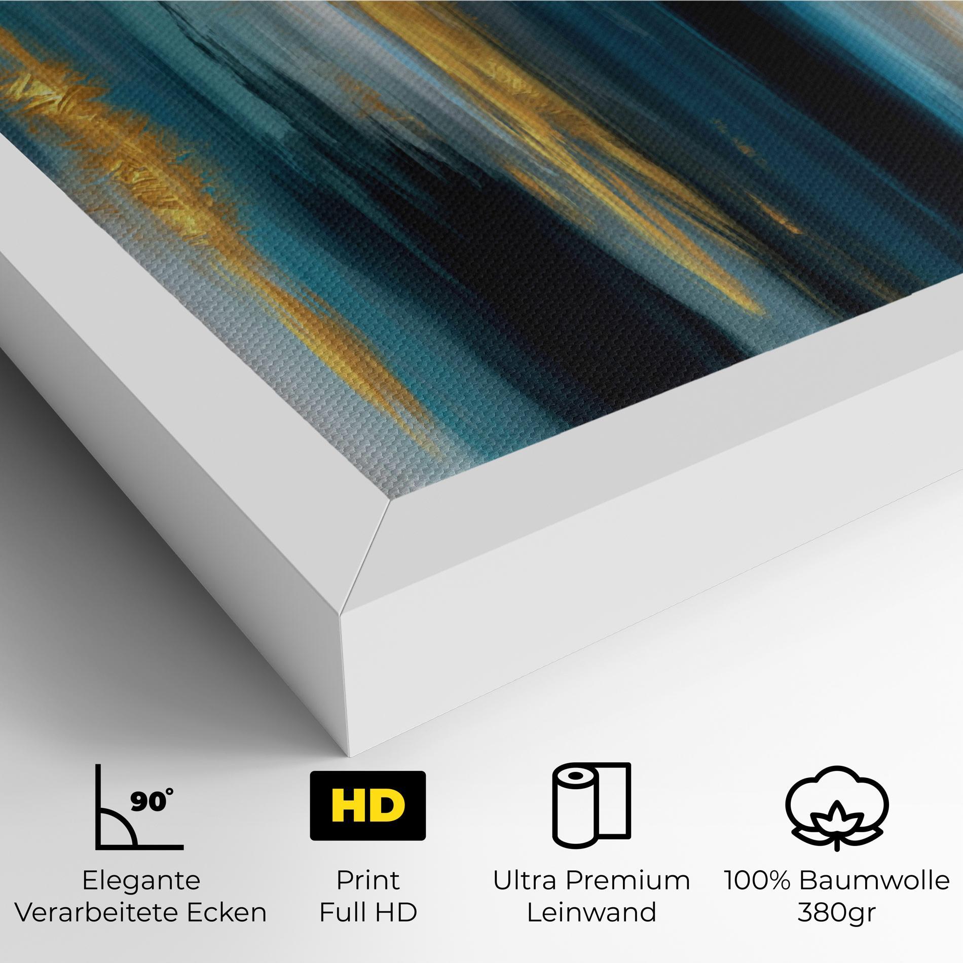 Leinwandbild Golden Black Blue Art mockup 4