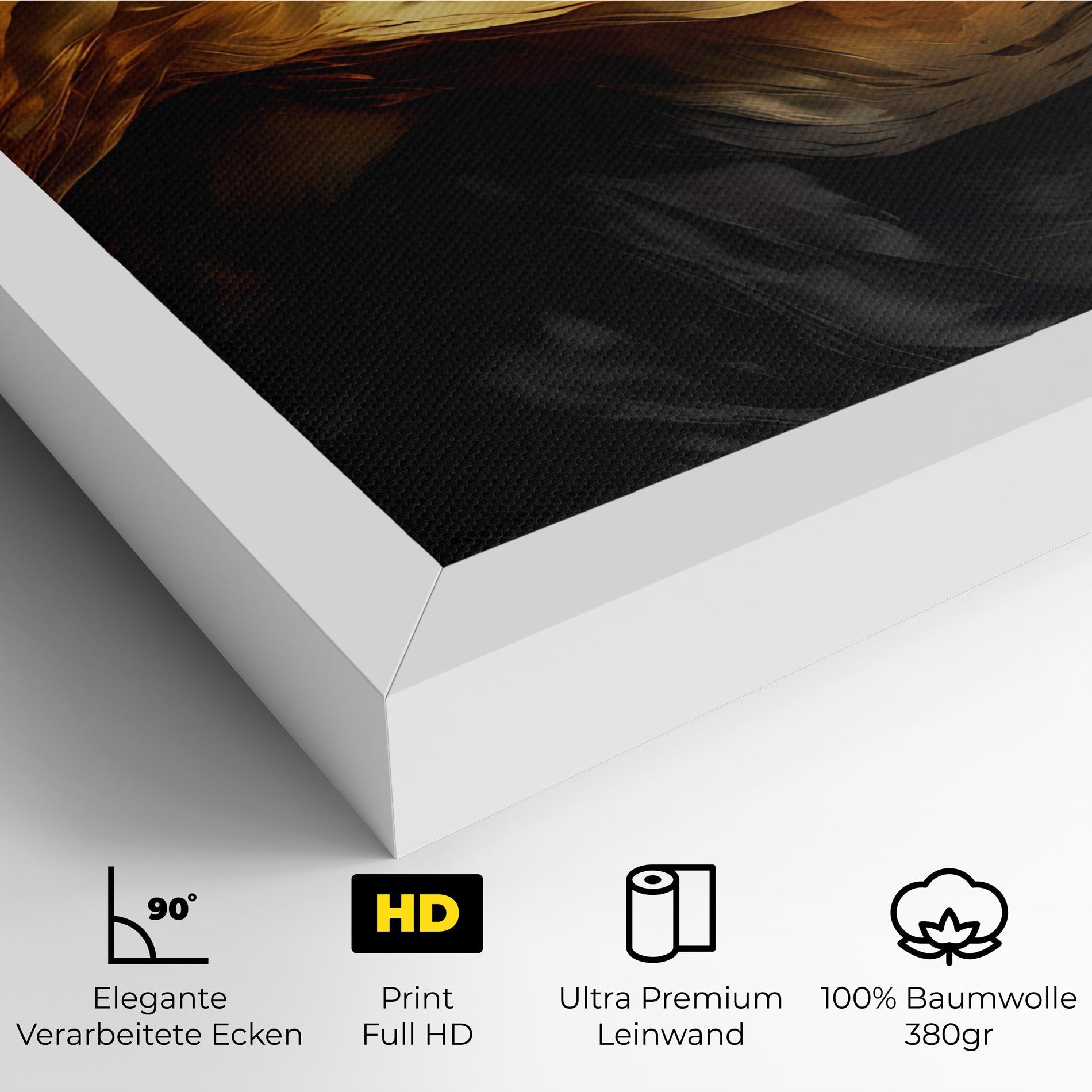 Leinwandbild Golden Waves With Black mockup 4