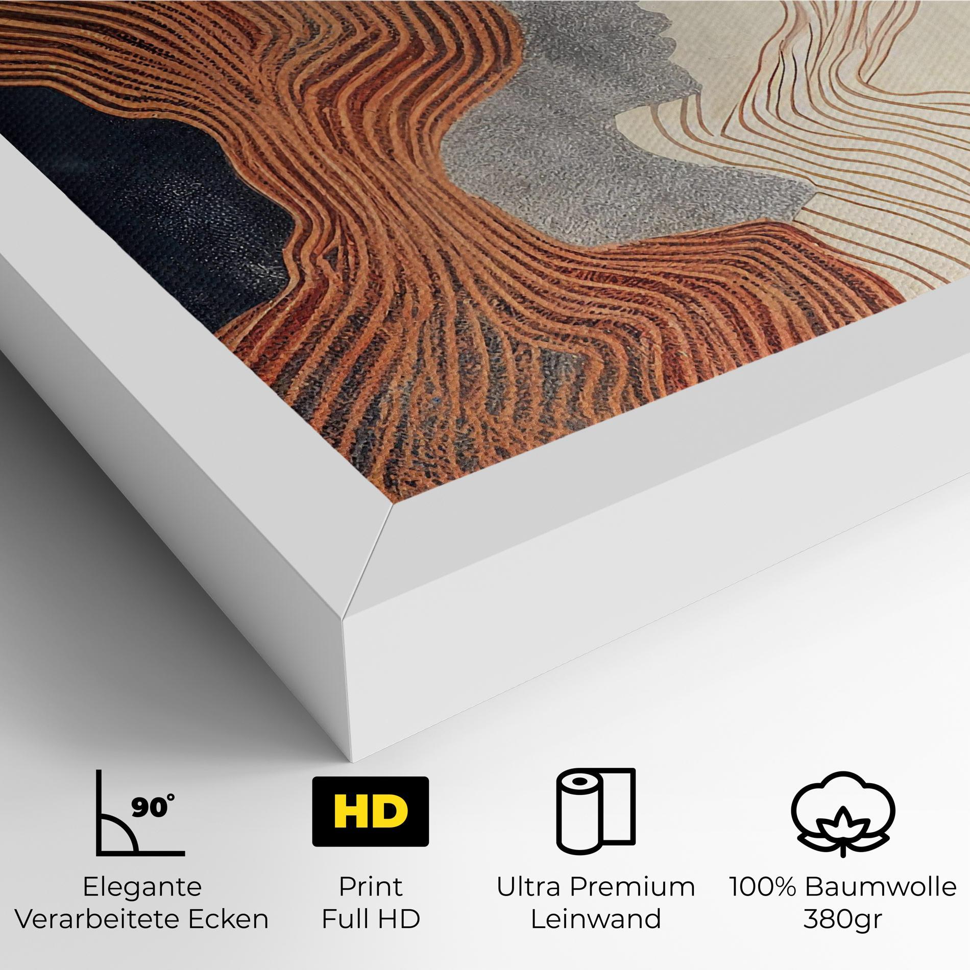 Leinwandbild Orange Lines On Blue mockup 4