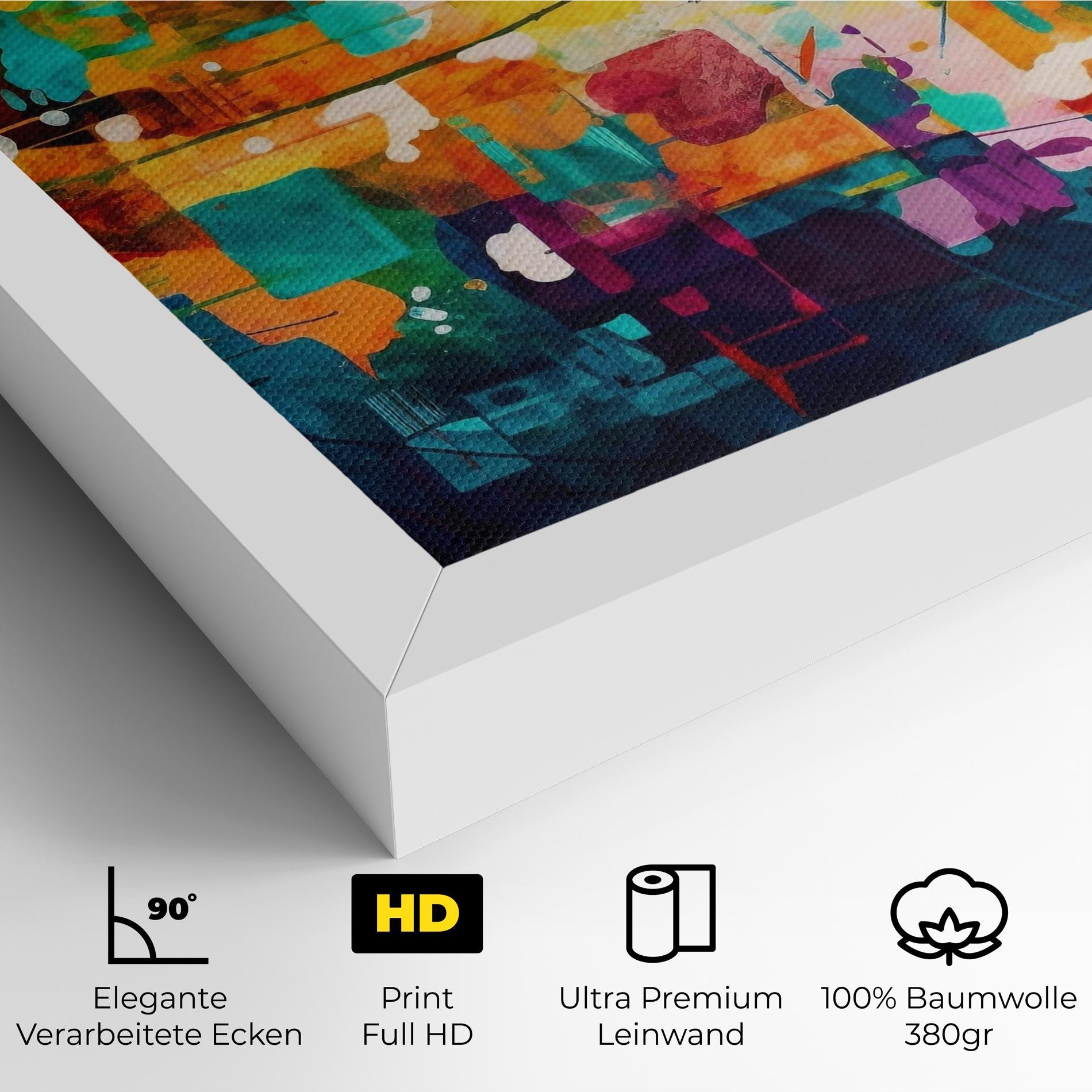 Leinwandbild Vibrant Colors On Blue Background mockup 4