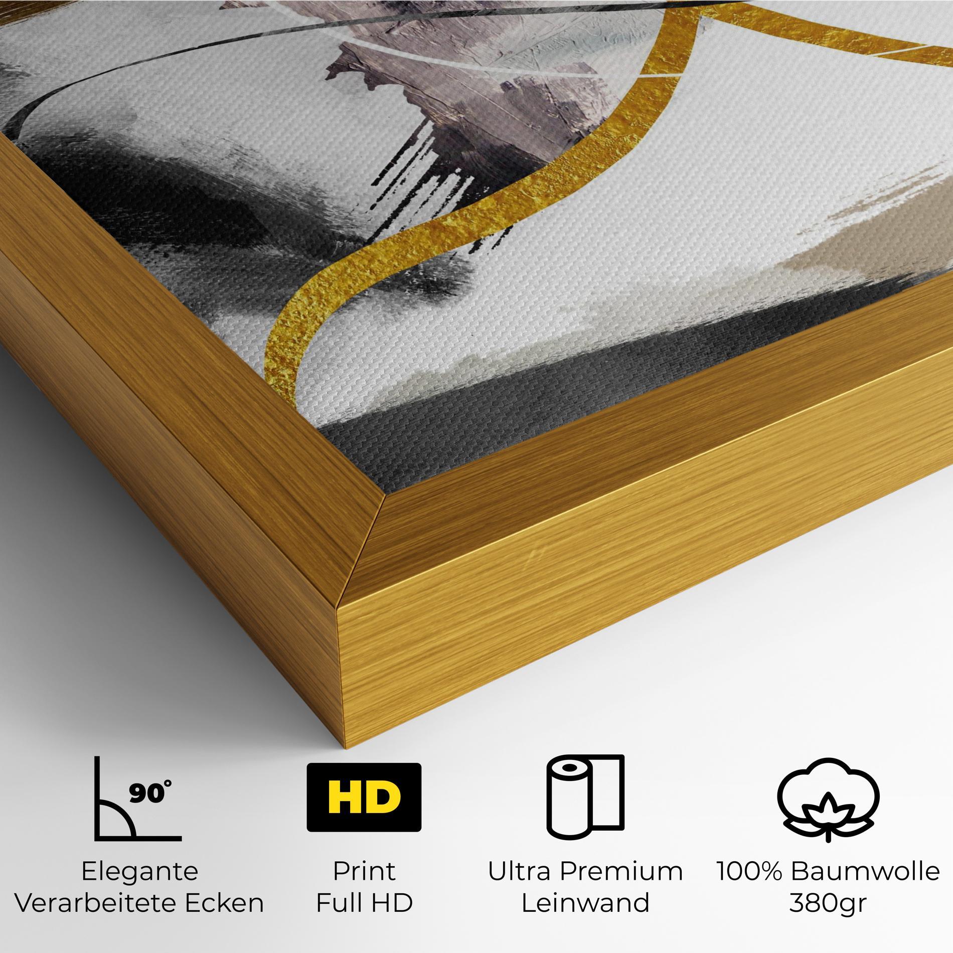 Leinwandbild Chaotic Golden Painting mockup 4