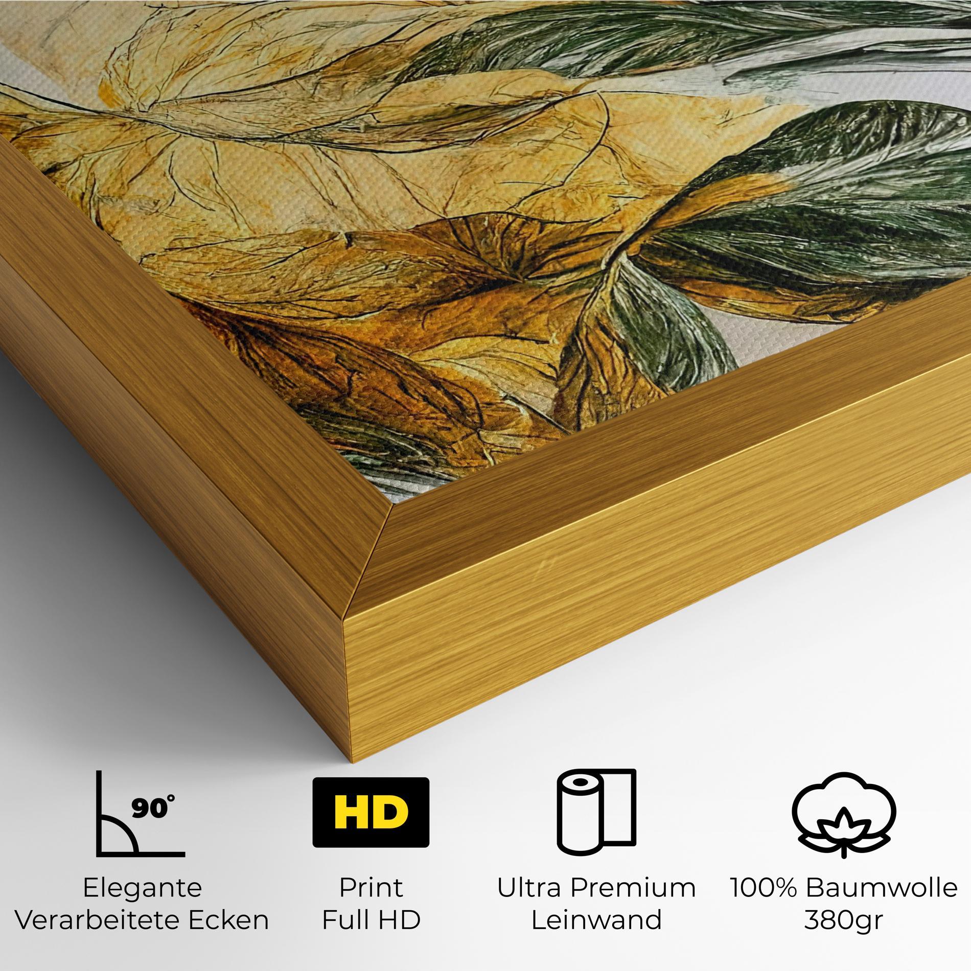 Leinwandbild Gold And Green Leafes mockup 4