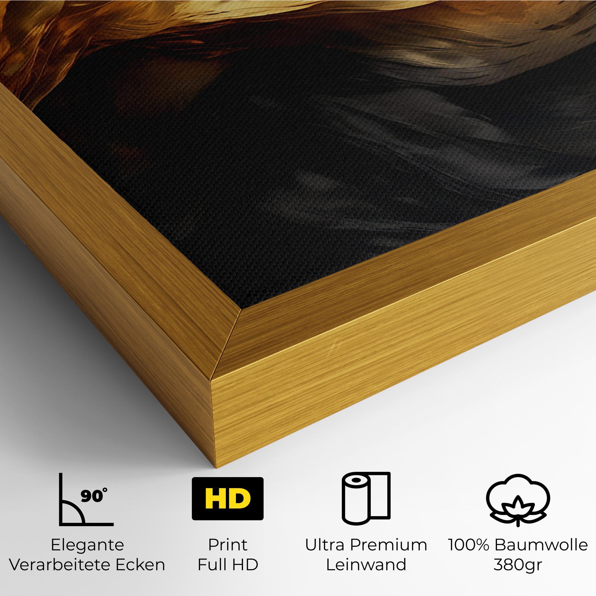 Leinwandbild Golden Waves With Black mockup 4
