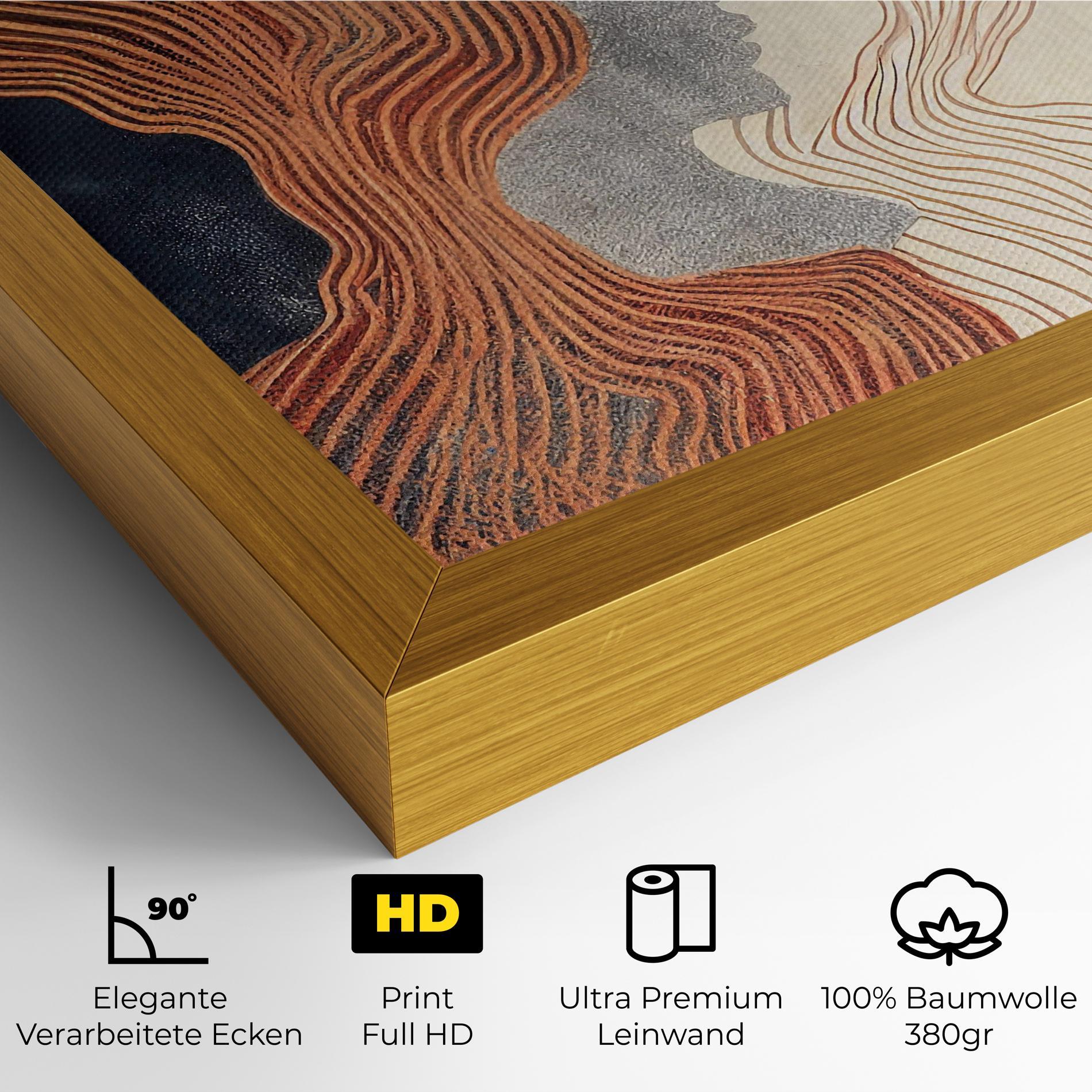 Leinwandbild Orange Lines On Blue mockup 4