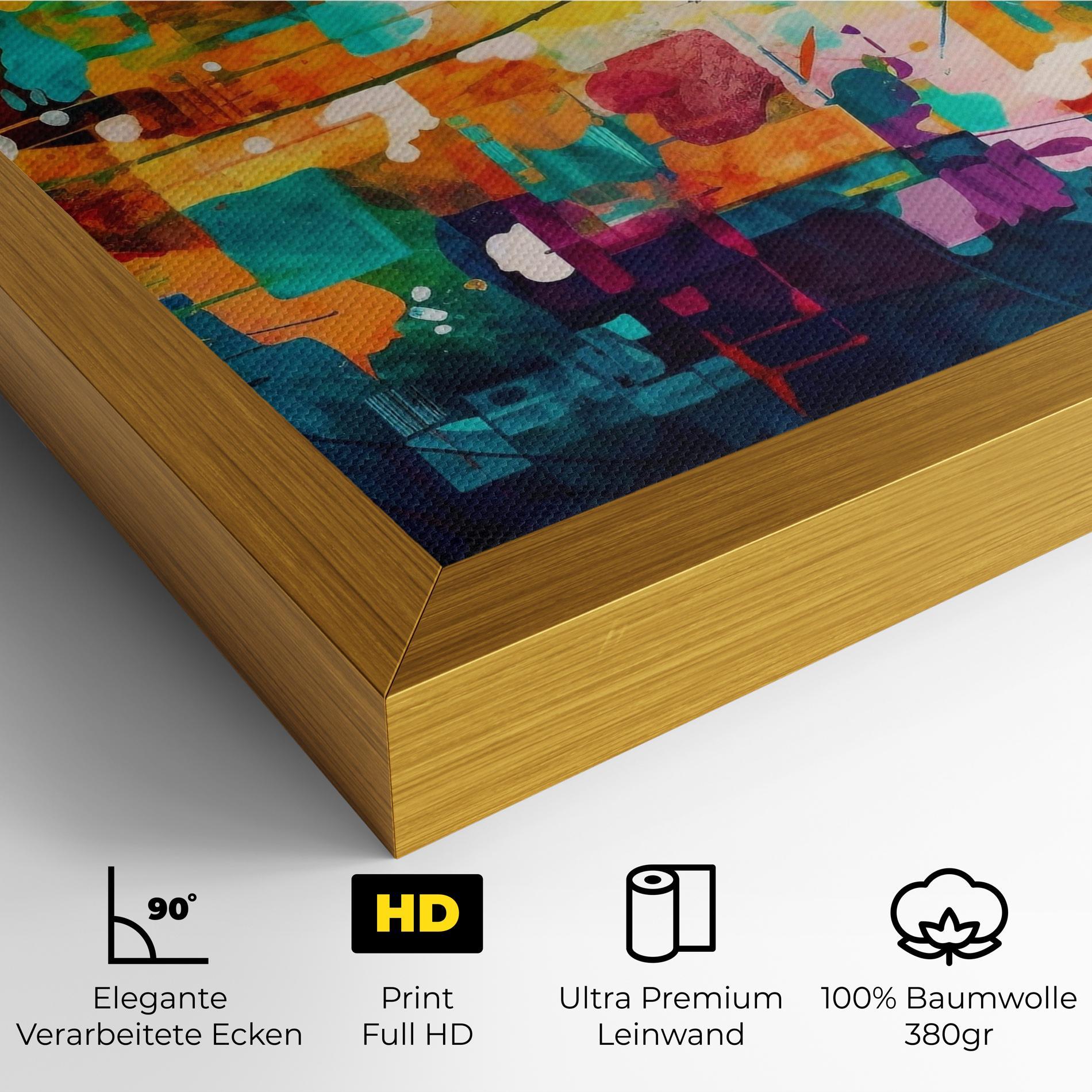 Leinwandbild Vibrant Colors On Blue Background mockup 4