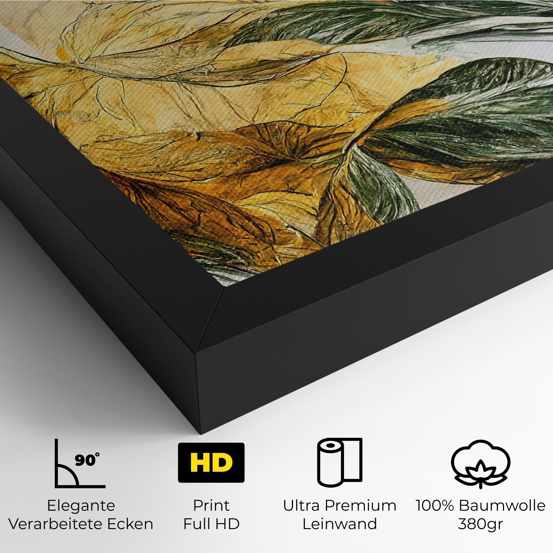 Leinwandbild Gold And Green Leafes mockup 4